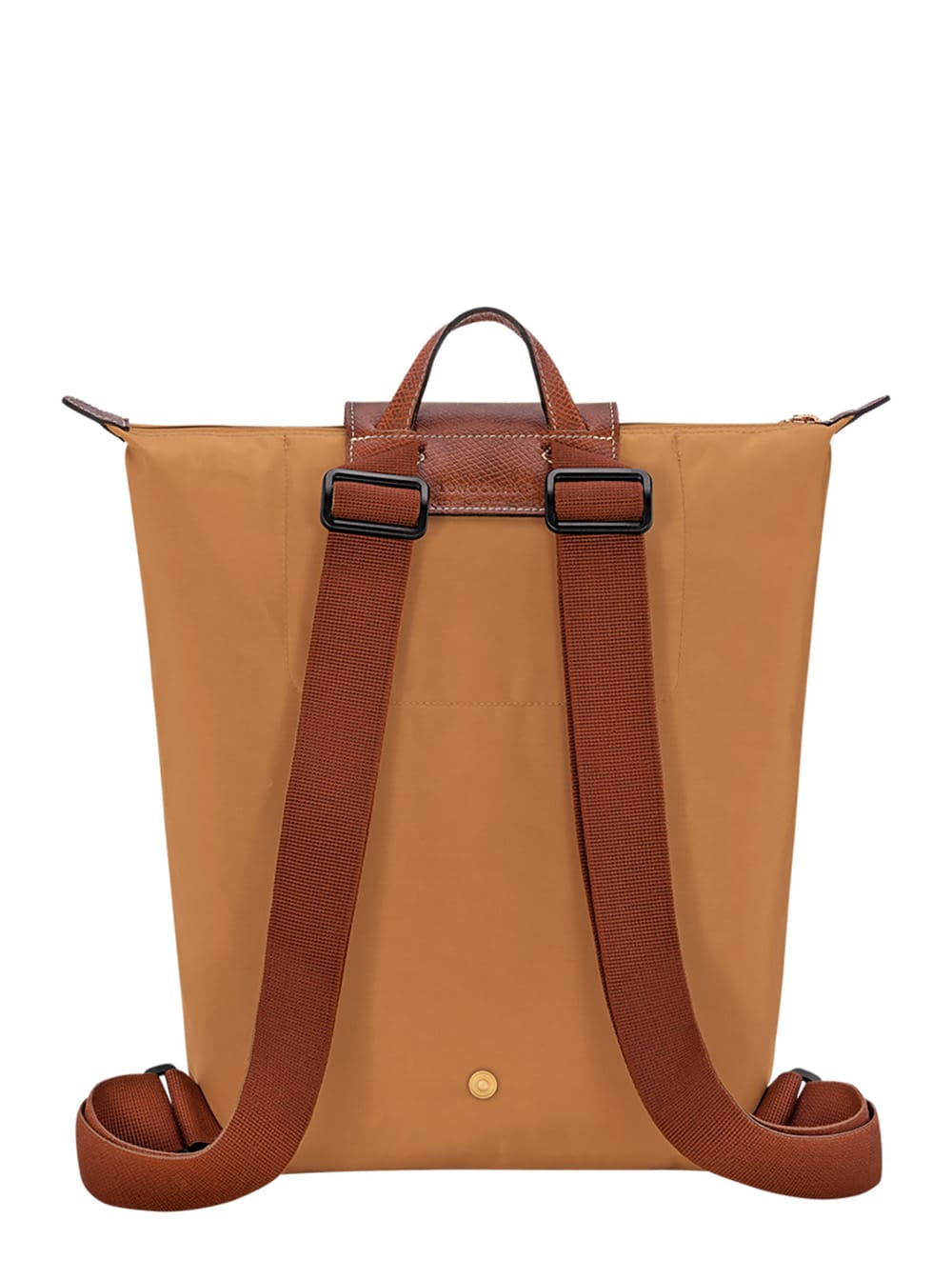 Longchamp Le Pilage Original Beige Medium Backpack With Two Adjustable Shoulder Bag And Embossed Logo On The F