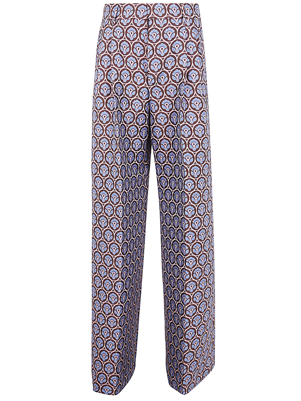 Shop Etro Jcaquard Trouser With Pences In Light Blue Multi