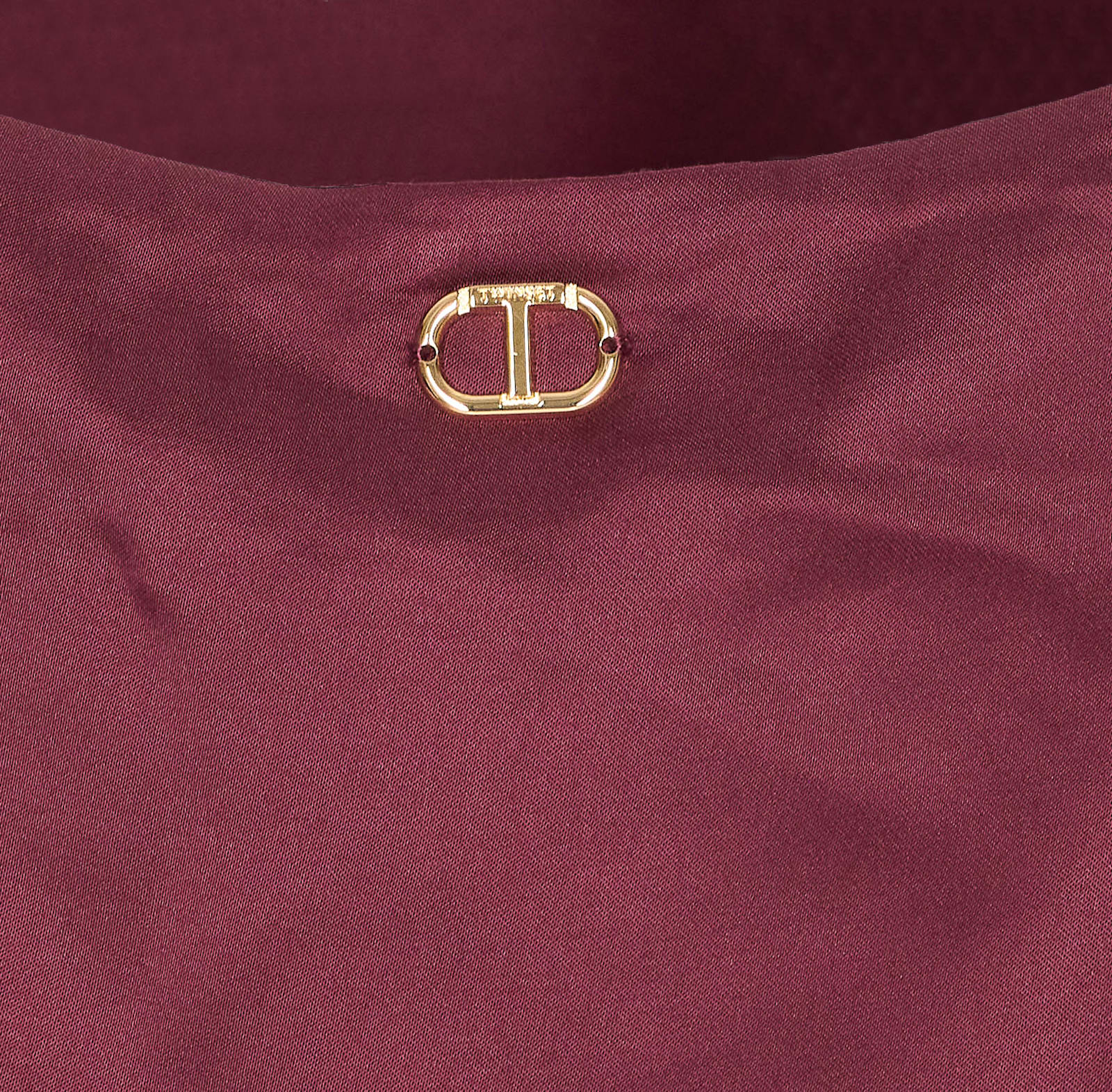 Twinset Bordeaux Top With Thin Strap And Logo Plaque On The Back In Fabric Woman In Burgundy