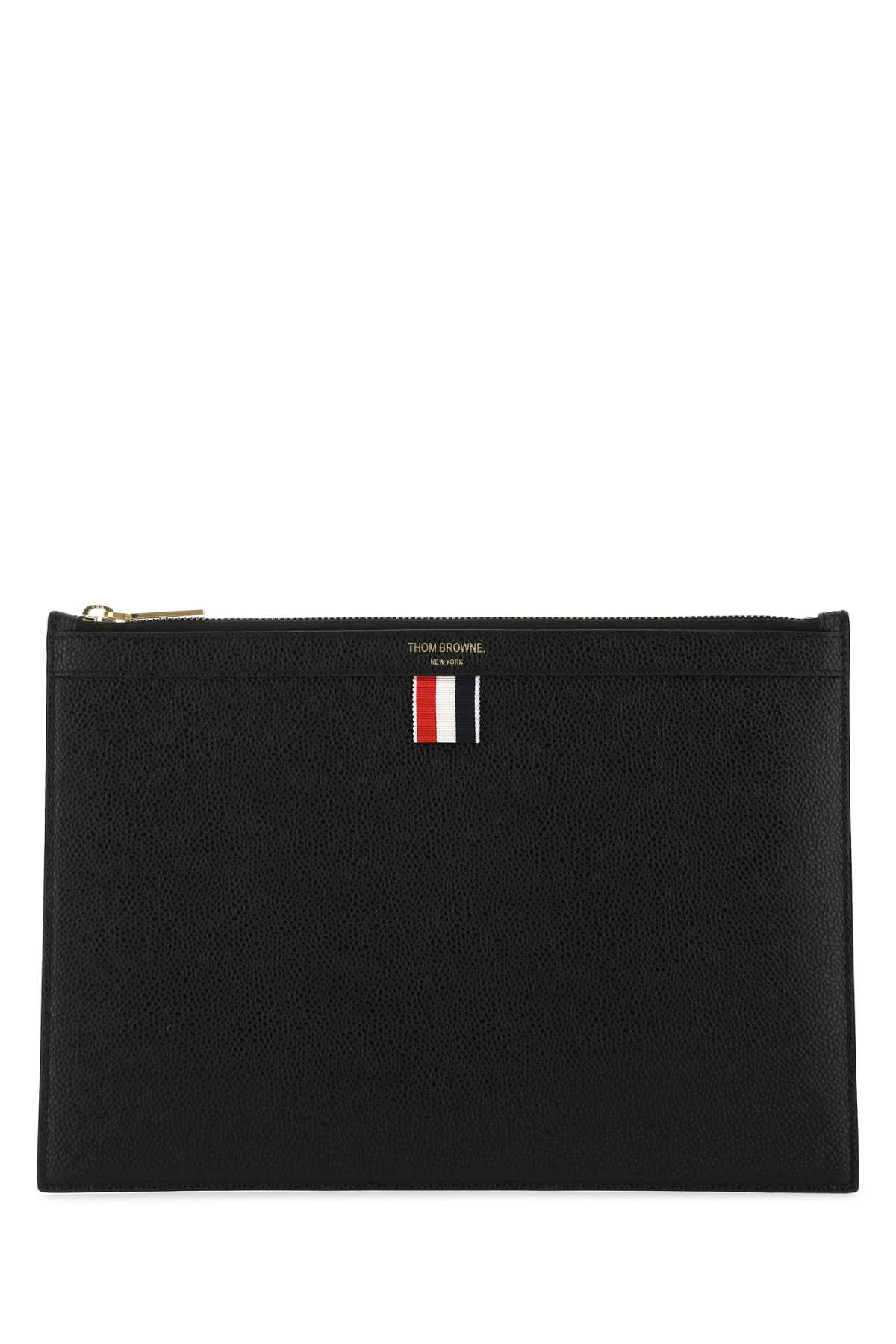 Shop Thom Browne Black Leather Tablet Case In 001