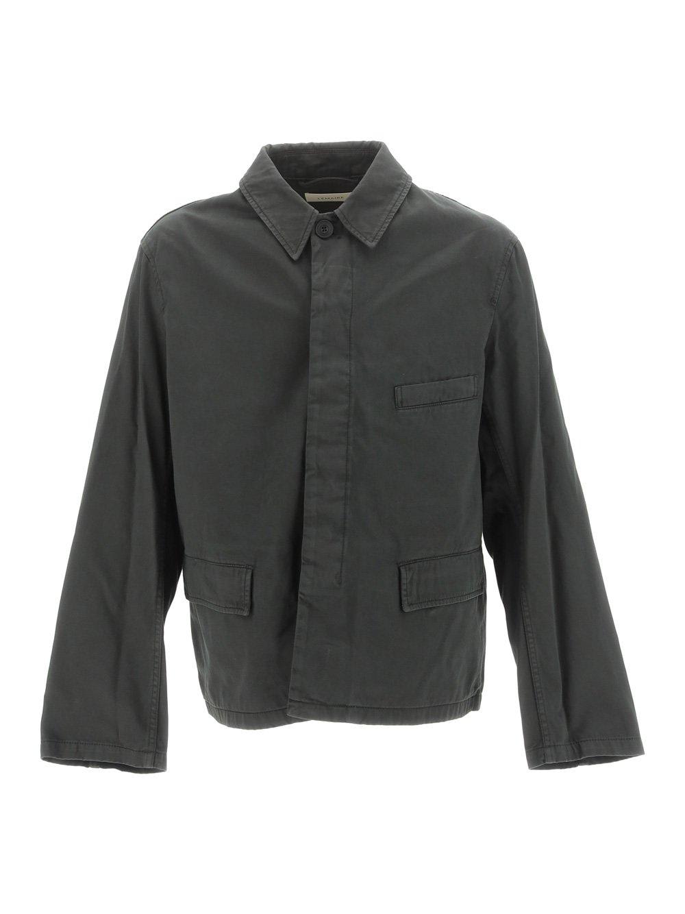 Shop Lemaire Straight Hem Shirt Jacket In Midnight Green