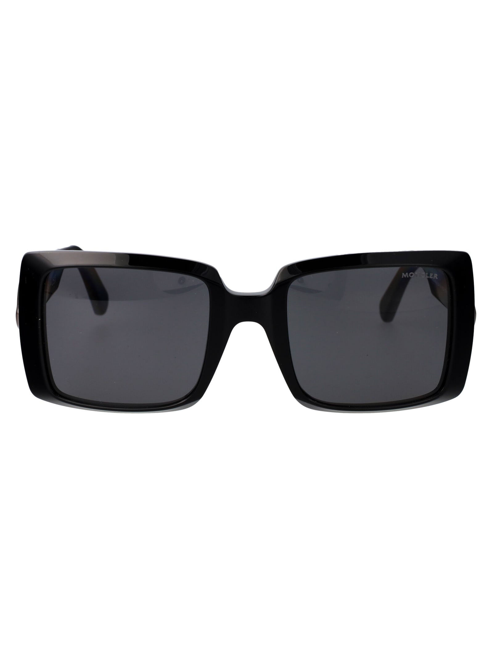 Shop Moncler Ml0244 Sunglasses In 01a Nero Lucido