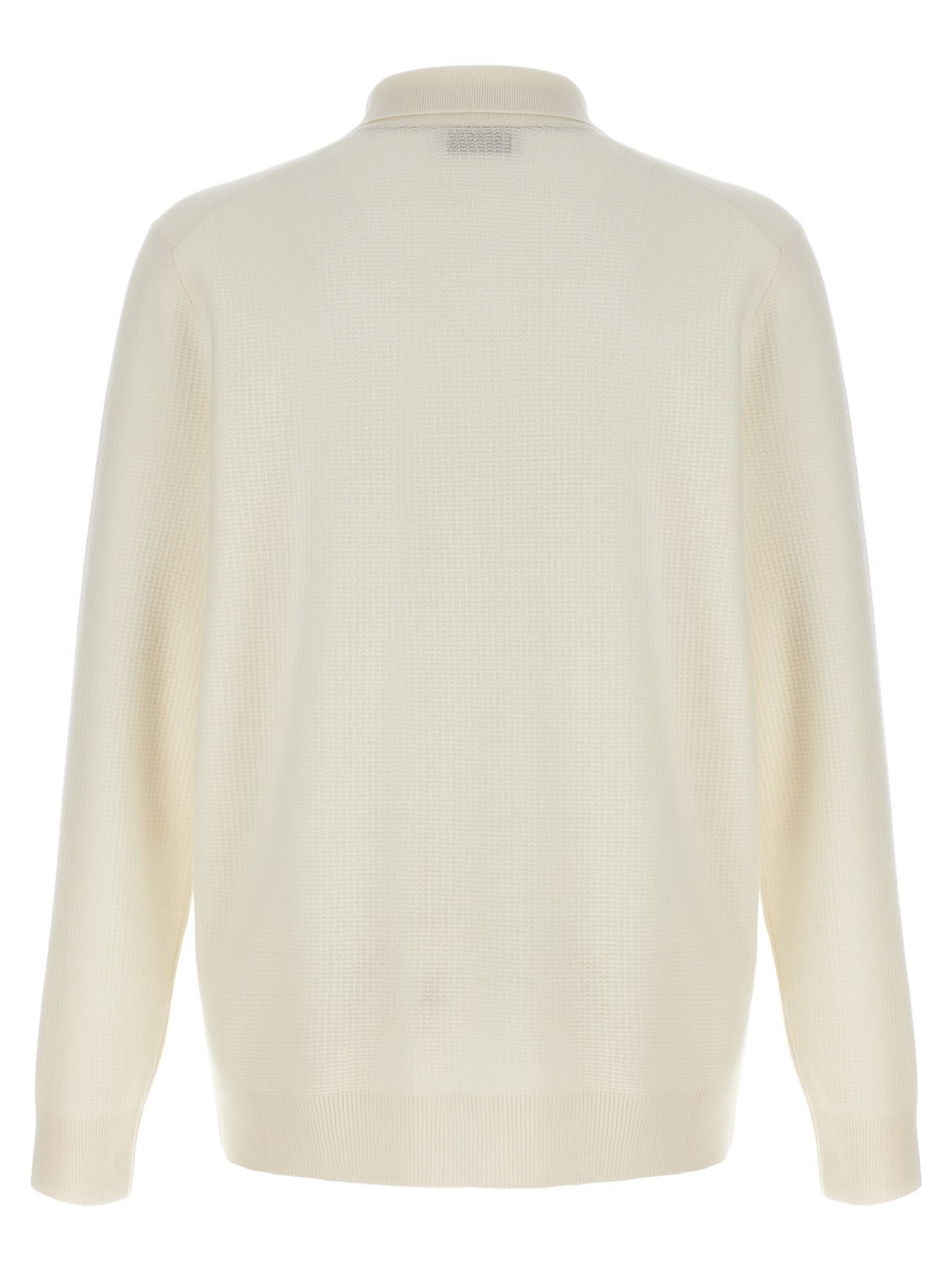 Shop Brunello Cucinelli Polo Cashmere Sweater In White