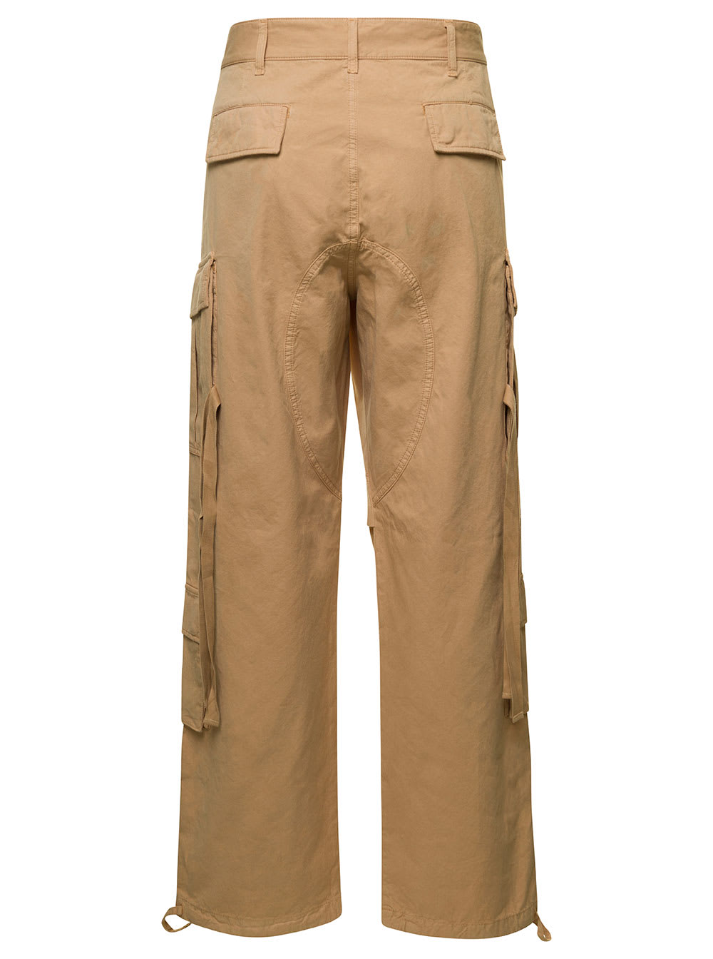 Shop Darkpark Saint Beige Cargo Pants With Pockets In Cotton Man