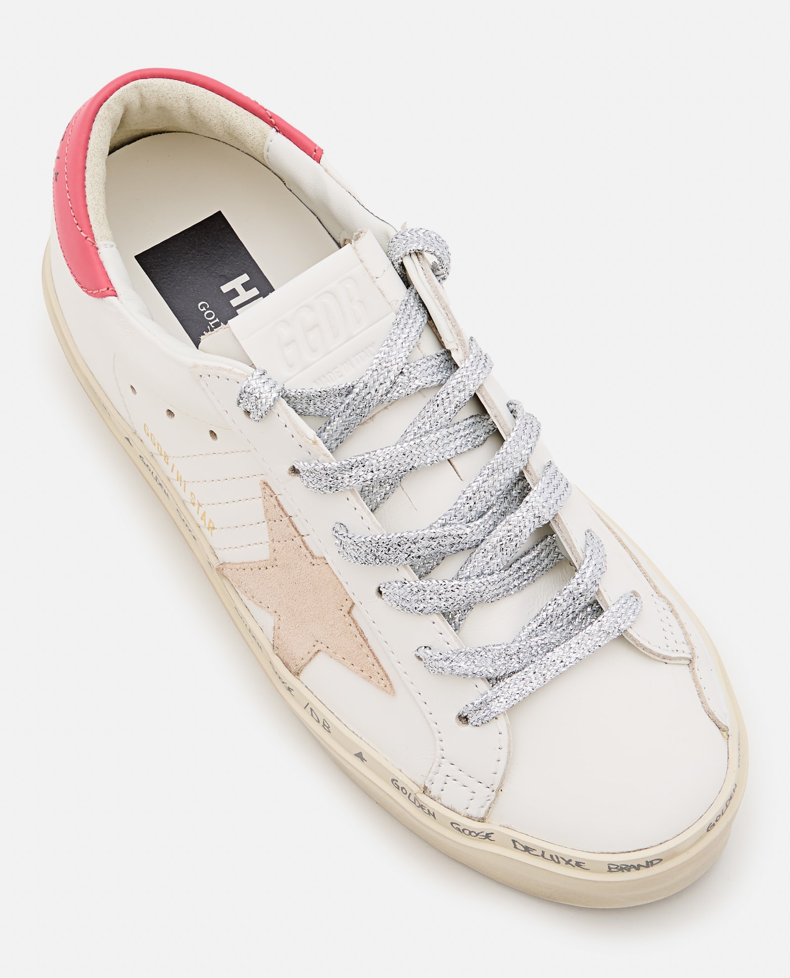 Shop Golden Goose Hi Star Leather Sneakers In White