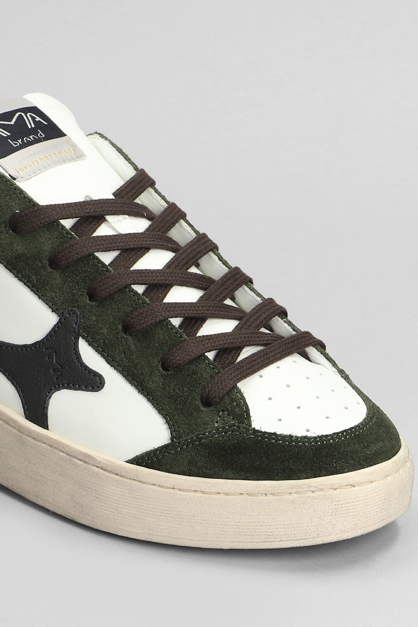 Shop Ama Brand Sneakers In White Suede And Leather