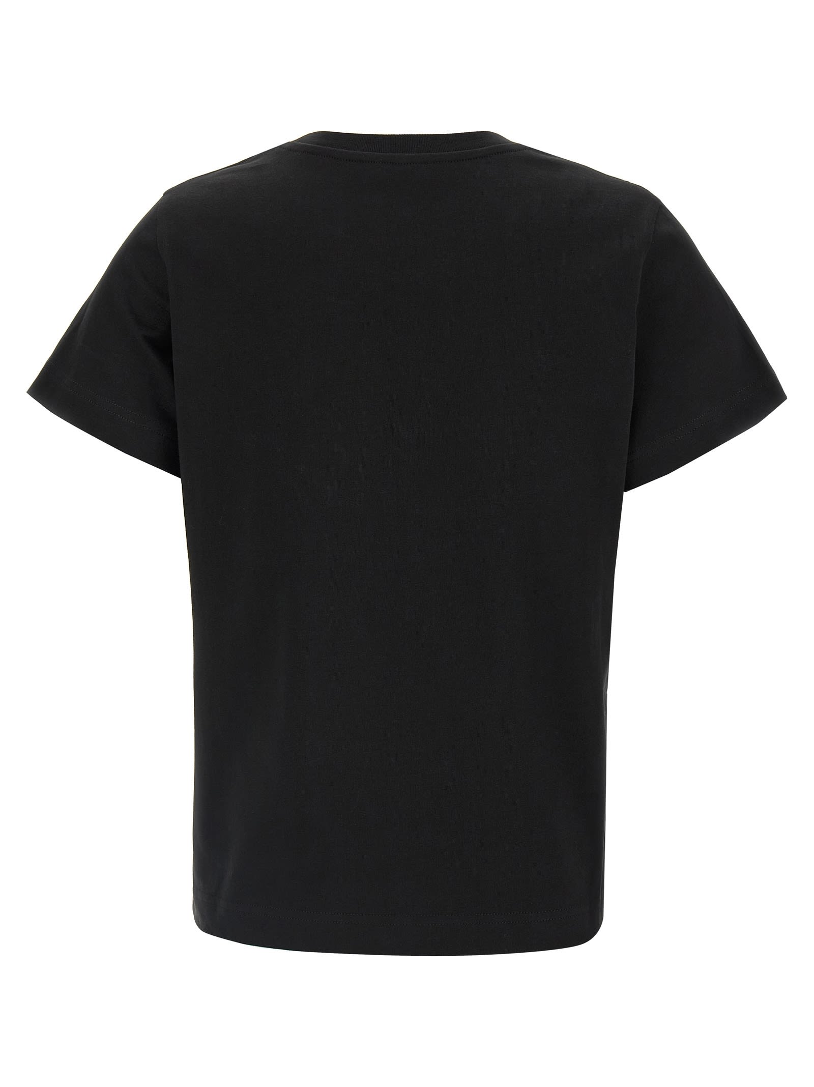 Moncler Cotton T-shirt With Embroidered Cursive Logo In Black