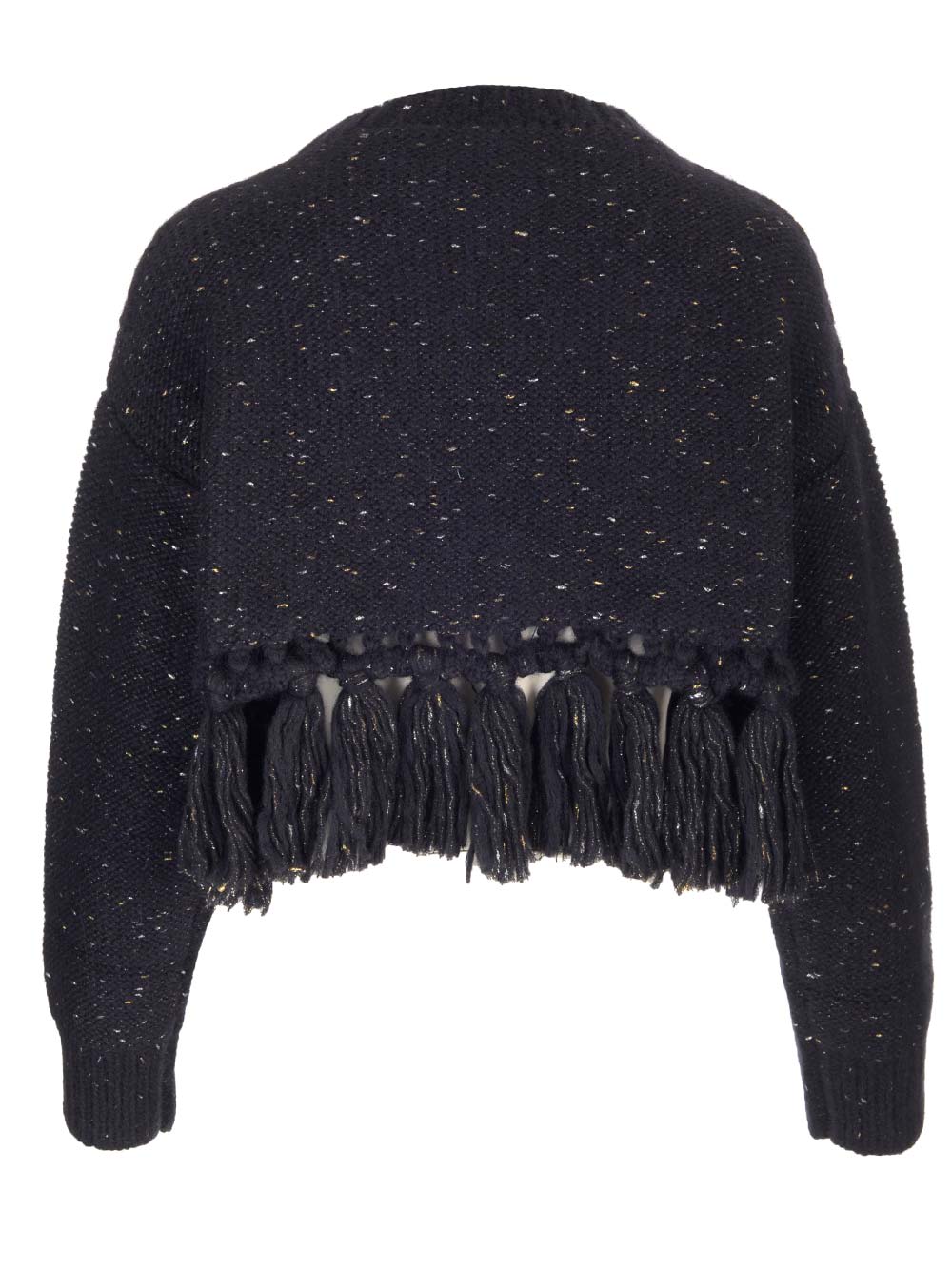 Shop Alanui Astrale Crop Sweater With Fringes In Blue