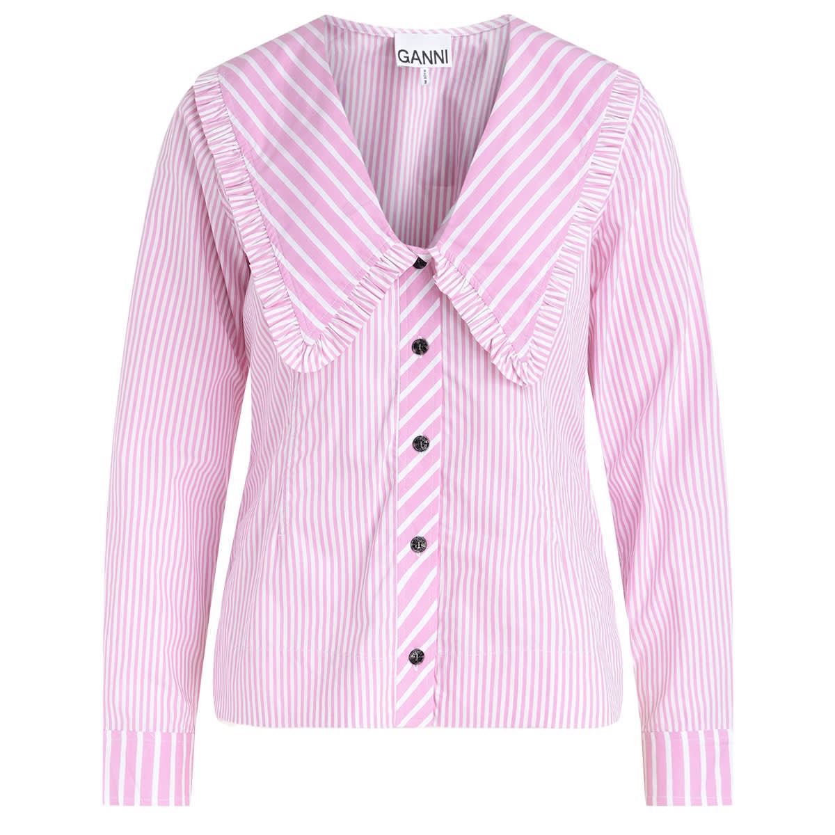 Ganni Pink Shirt With Stripes