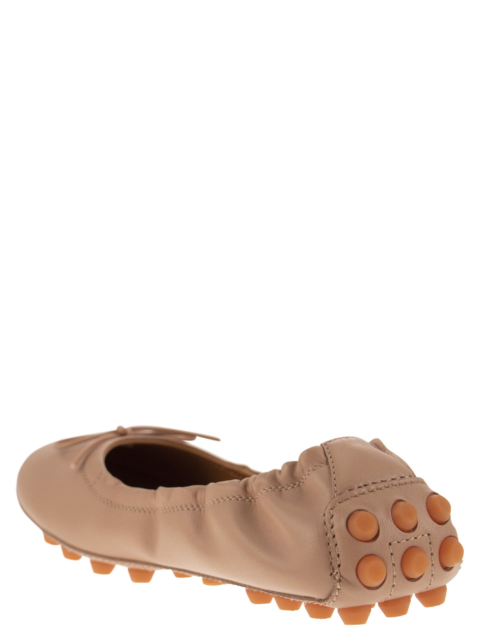 Shop Tod's Ballerina With Bow And Grommets In Pink
