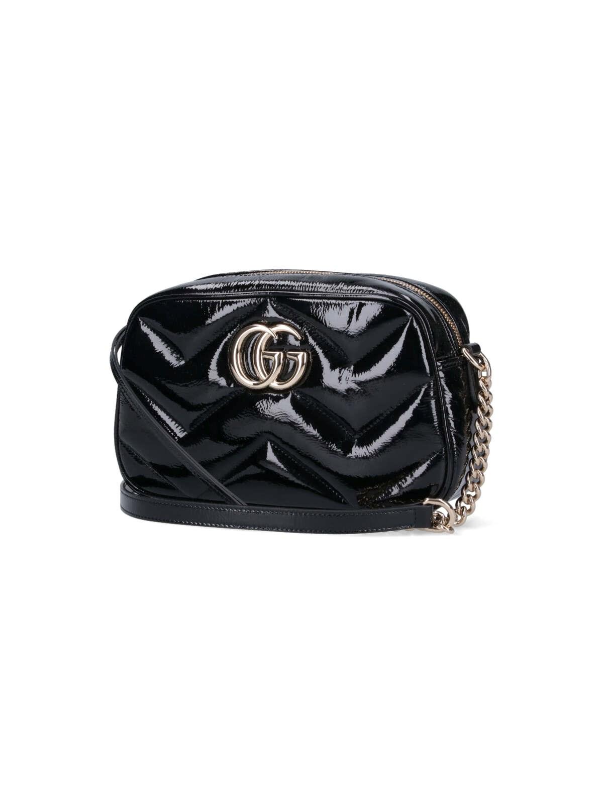 Shop Gucci Gg Marmont Small Shoulder Bag In Black