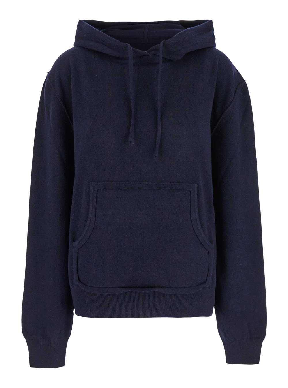 Shop Maison Margiela Blue Hoodie In Wool Woman