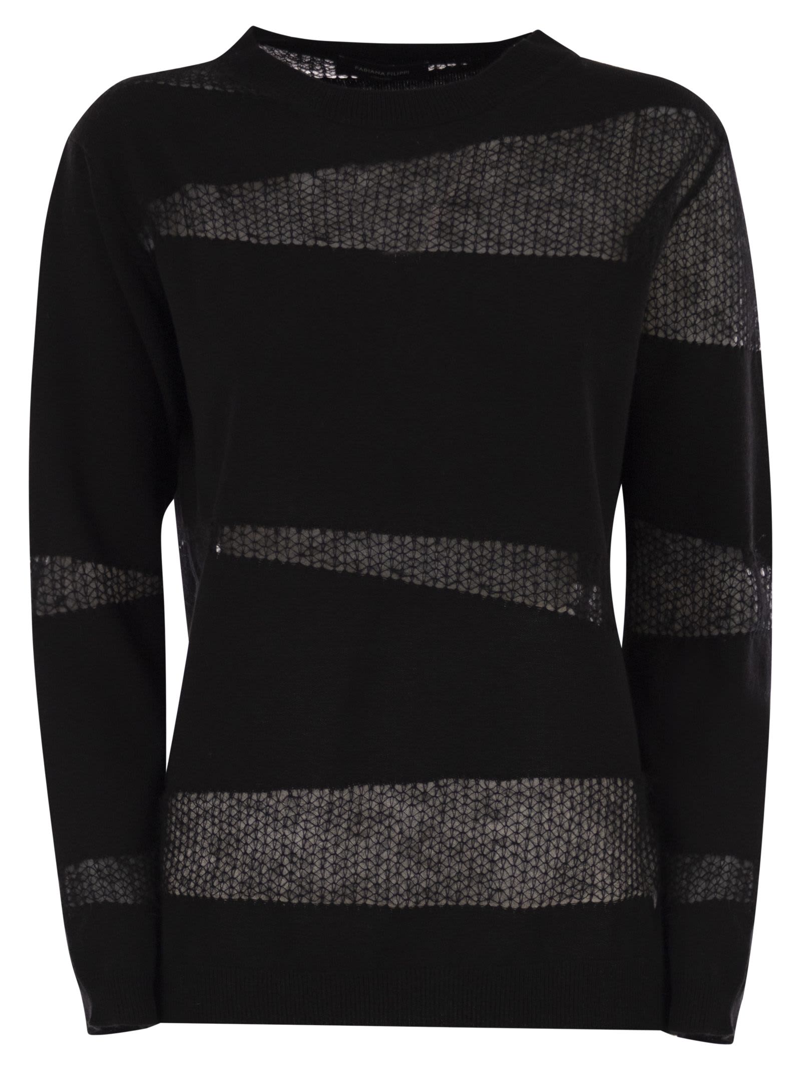 Fabiana Filippi Platinum Boat Neck Sweater In Black