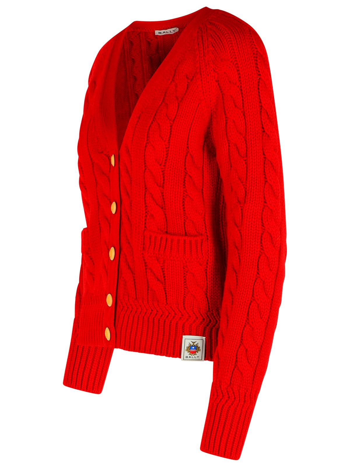 Bally Extrafine Merino Wool Cardigan In Red