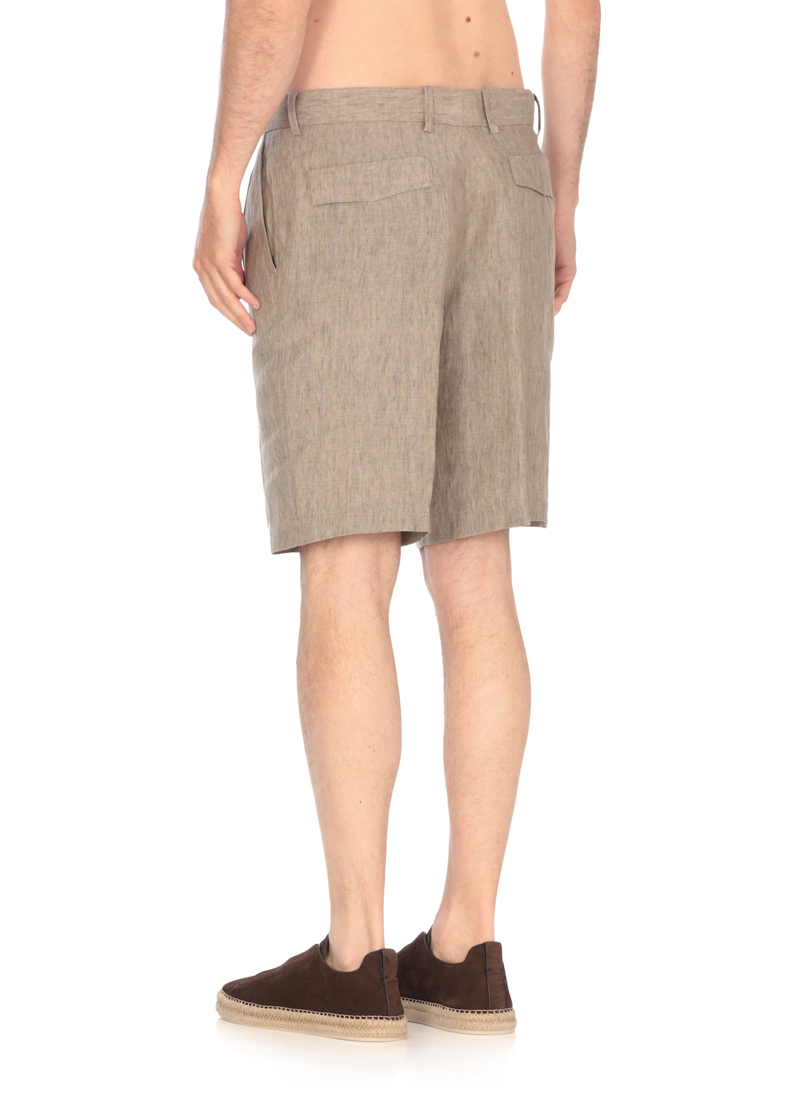 Zegna Linen Bermuda In Green