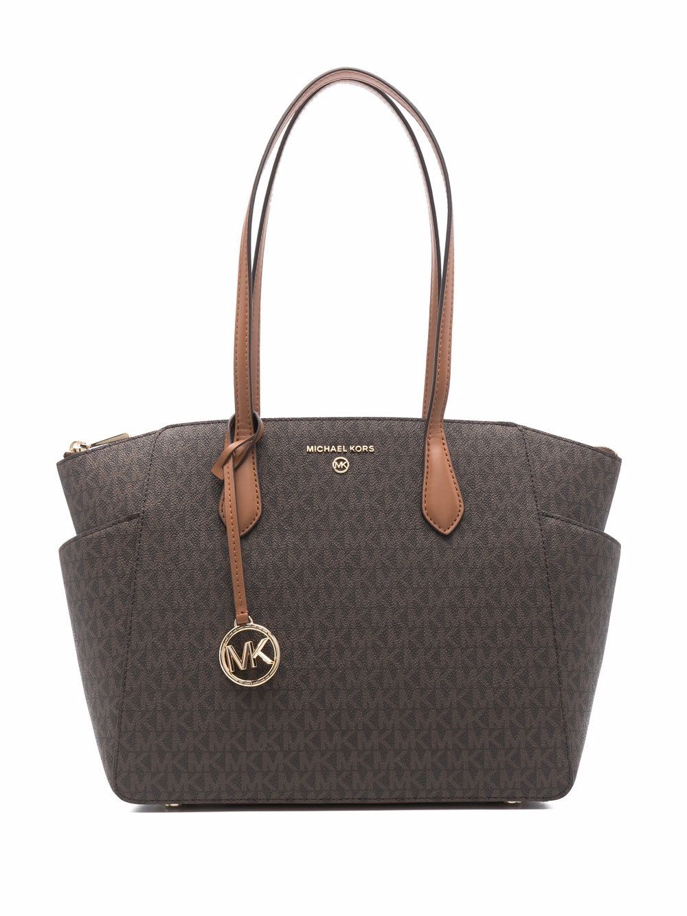 Shop Michael Michael Kors Marylin Medium Brown Shoulder Bag With All-over Monogram Woman M Michael Kors
