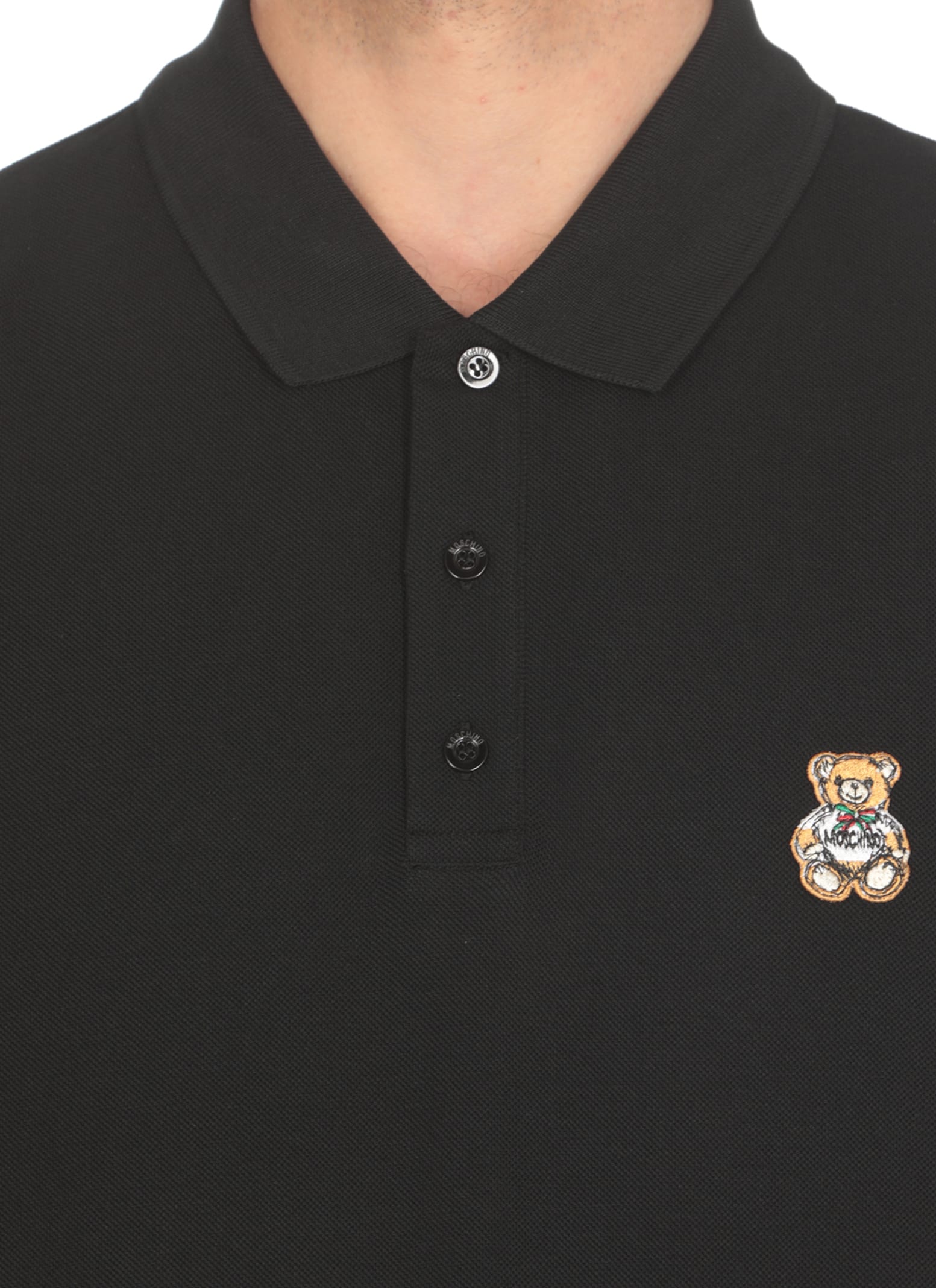 Shop Moschino Teddy Bear Polo Shirt In Black