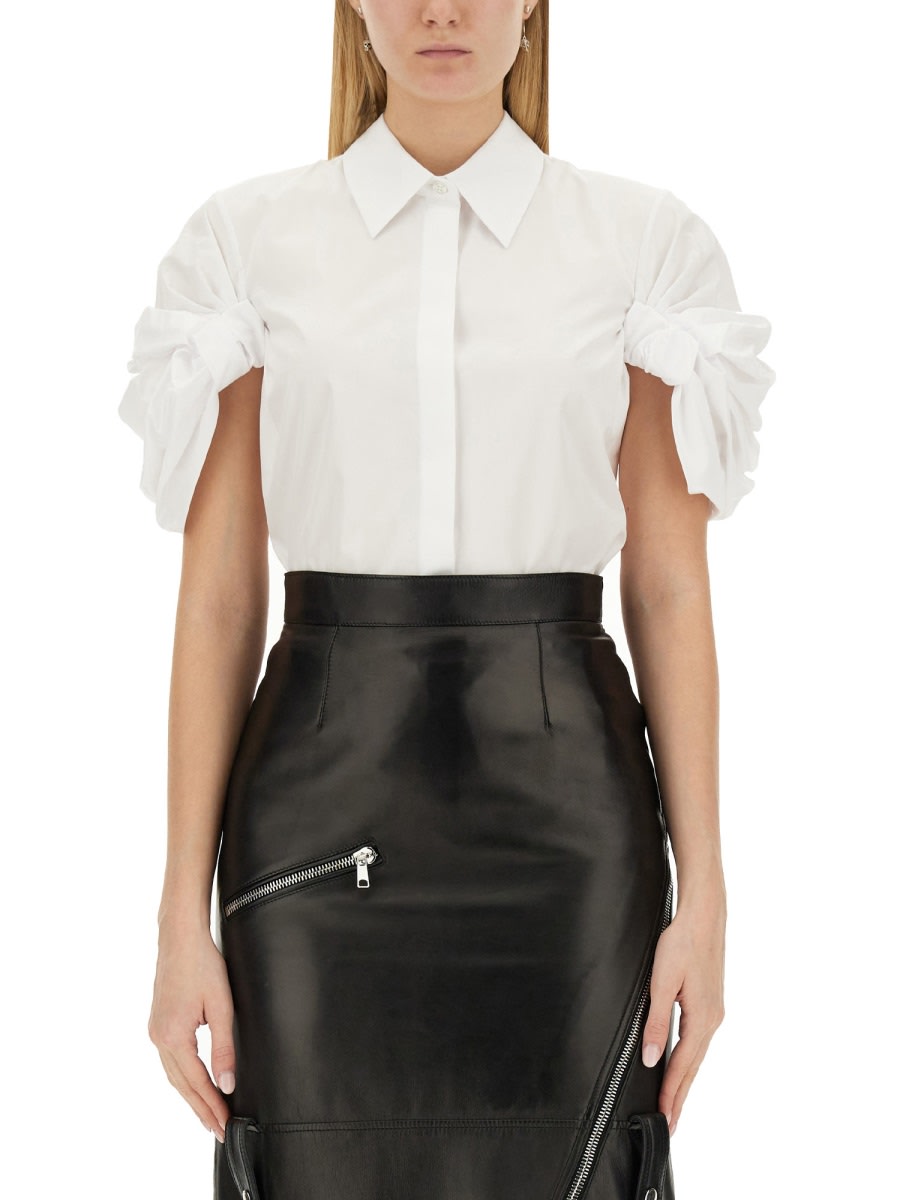 Shop Alexander Mcqueen Shirt With Knot Sleeve In White