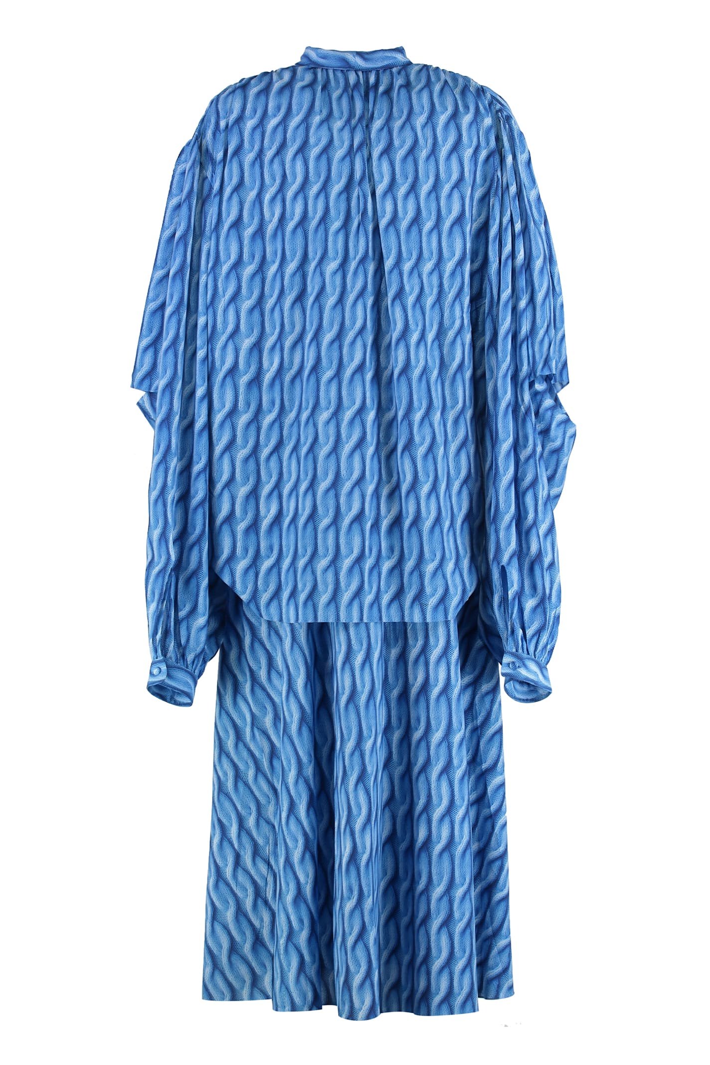 Balenciaga Draped Long Sleeve Dress With Bow Detail