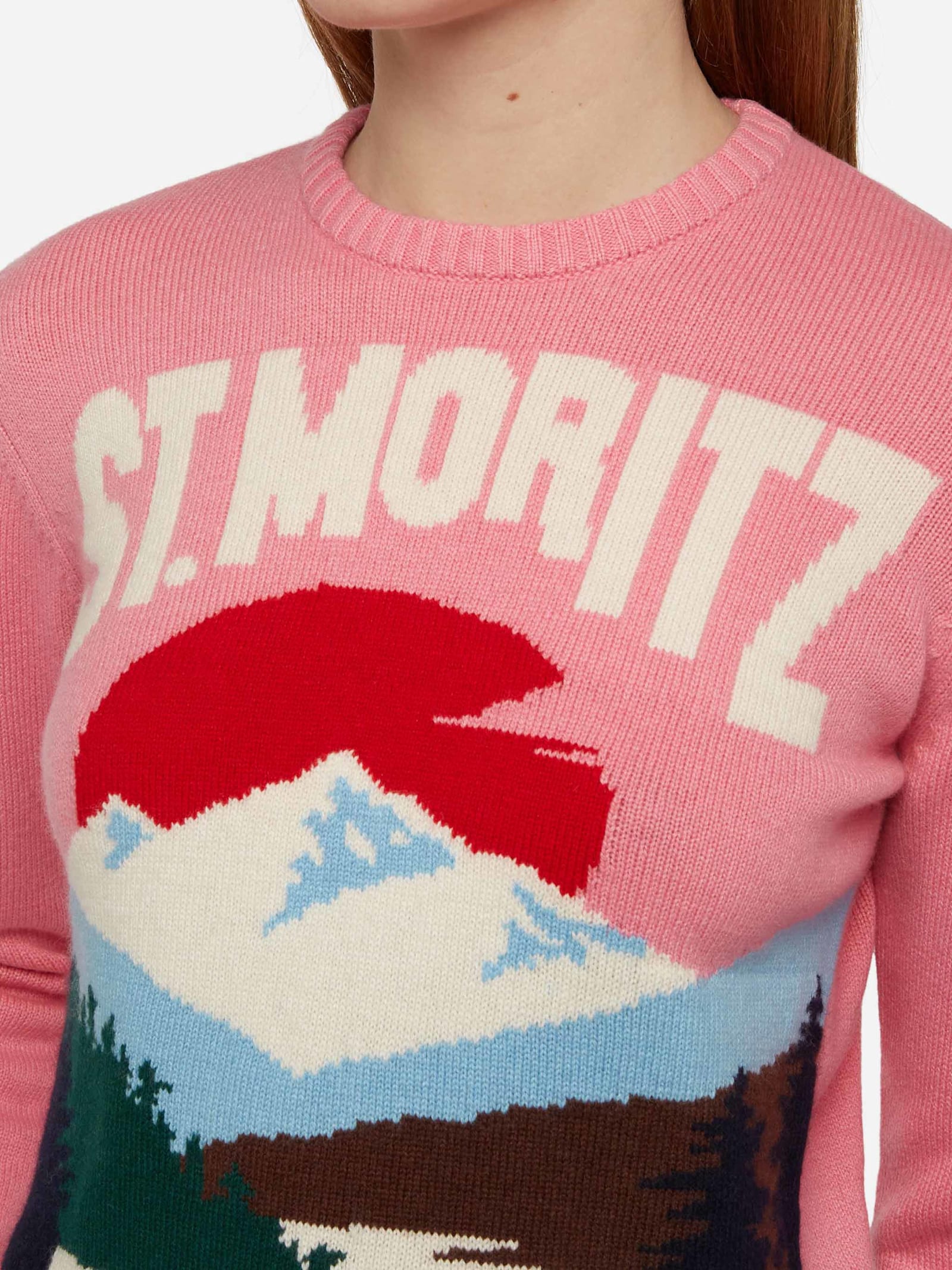 Shop Mc2 Saint Barth Woman Pink Sweater New Queen St. Moritz Postcard Print