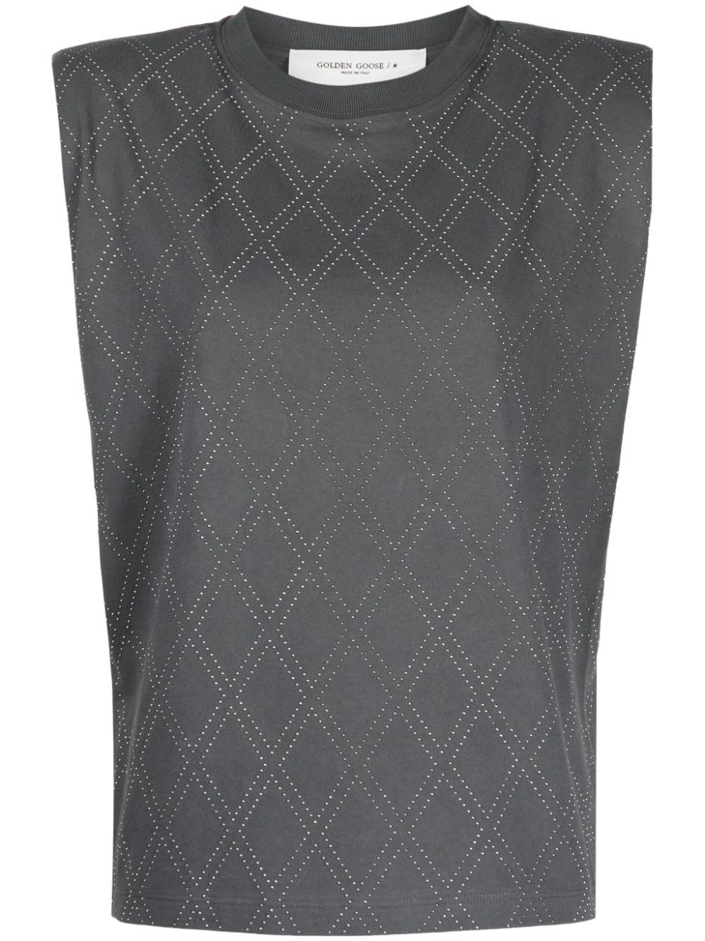 Shop Golden Goose Journey W`s Sleeveless Padded Shoulder T-shirt In Anthracite