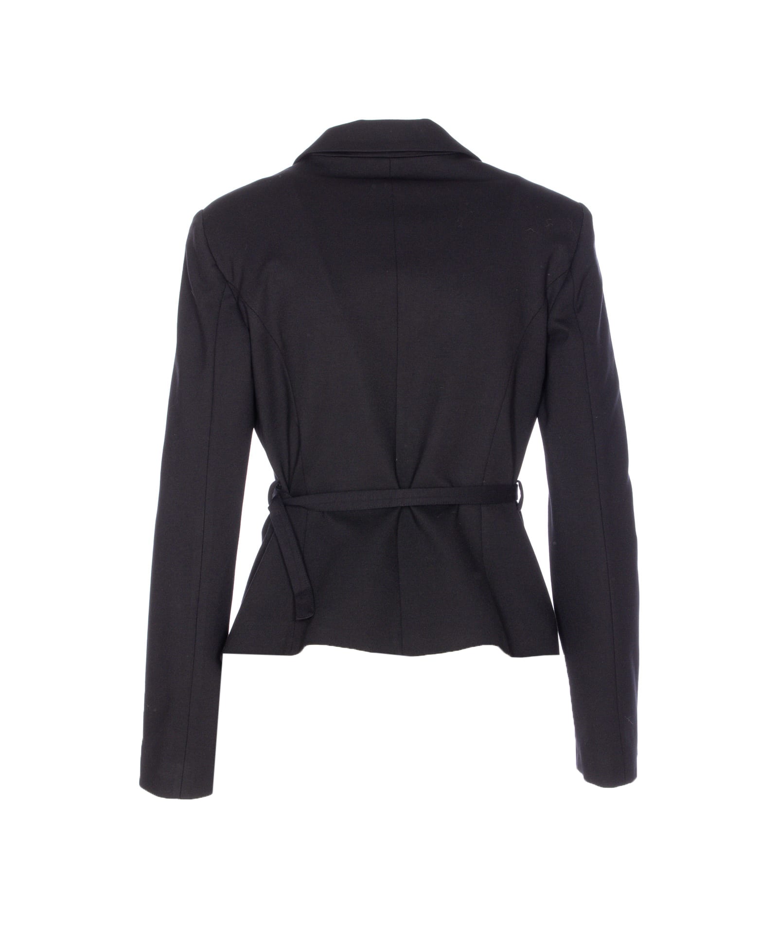 Liu •jo Belted Fitted Jacket V-neck In Gray