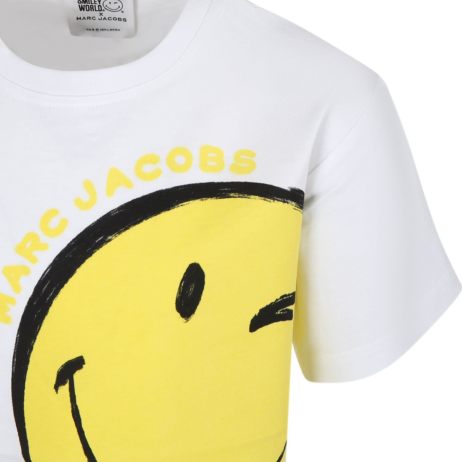 Shop Little Marc Jacobs White T-shirt For Boy With Smiley And Logo