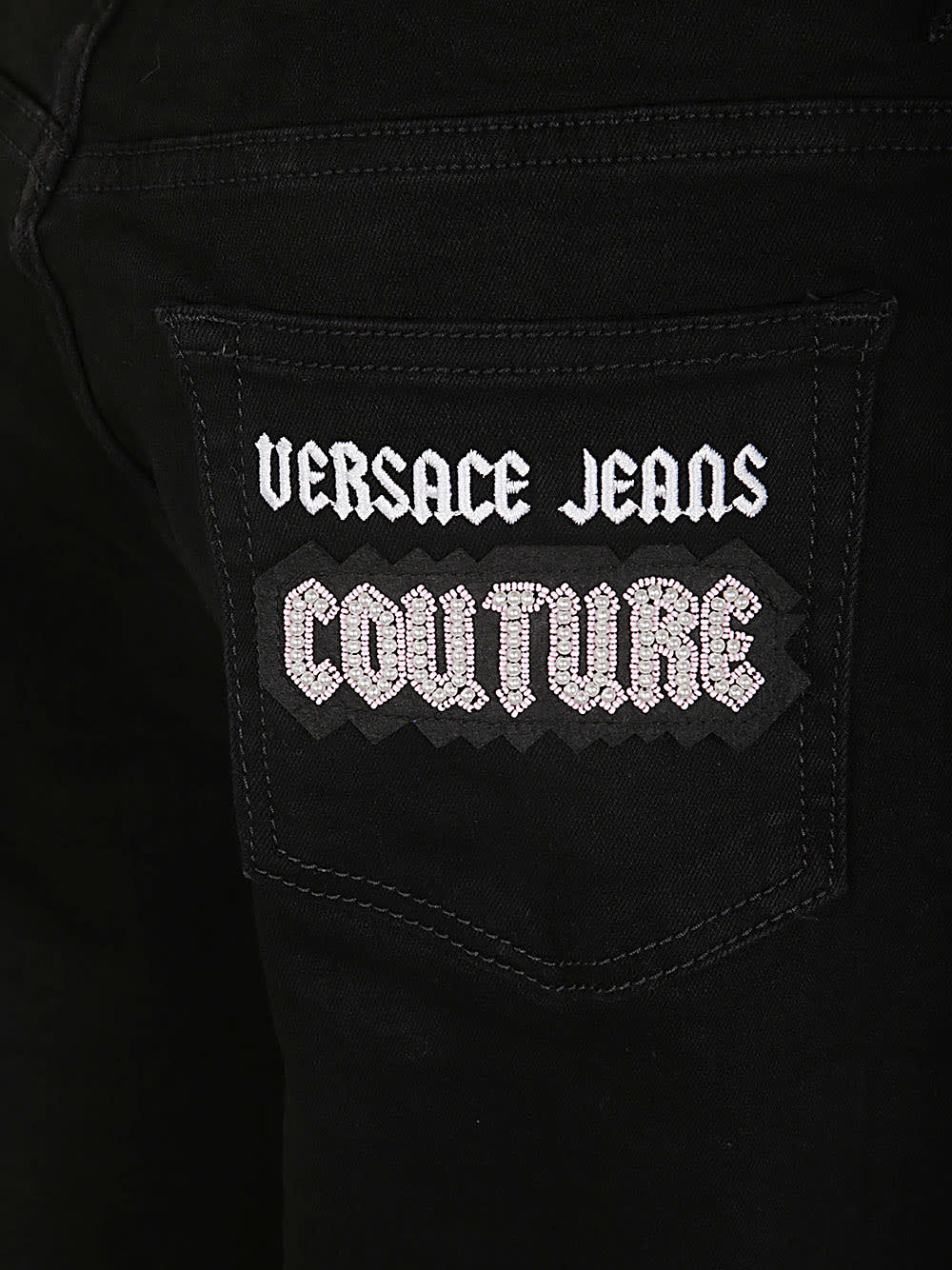 Shop Versace Jeans Couture Wide Leg Pants In Black Black