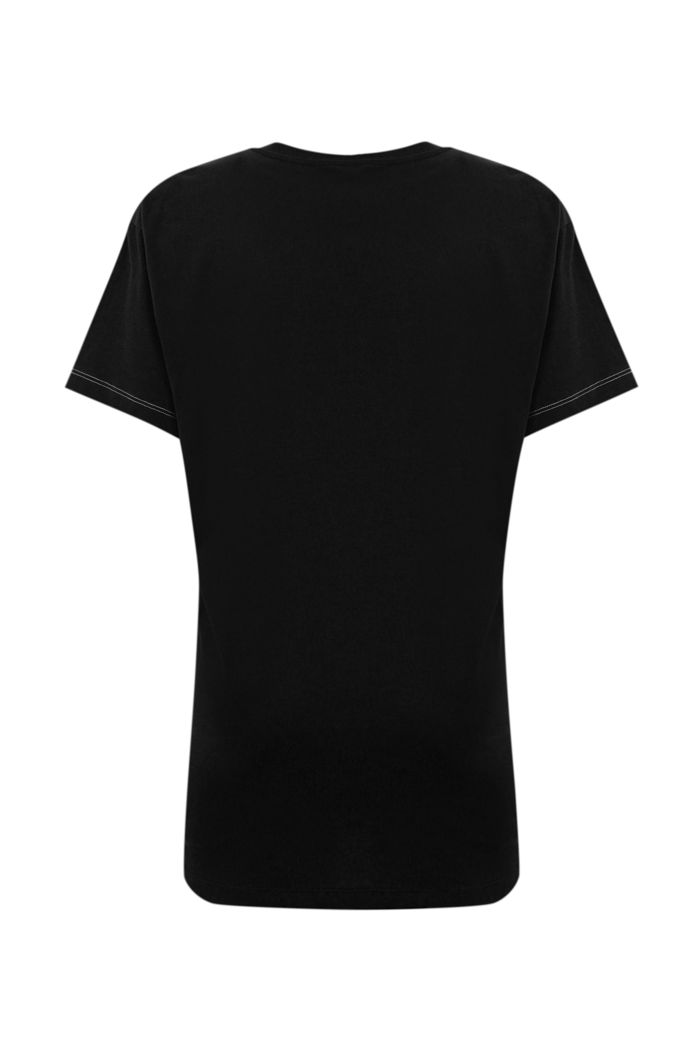 Elisabetta Franchi Jersey T-shirt With Print And Satin Bands In Nero