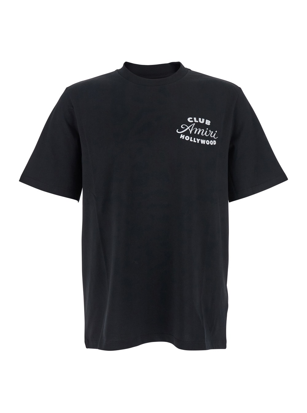 Amiri Black Crewneck T-shirt With Logo Lettering On The Front And Maxi Logo Print On The Rear In Cotton Ma In Black