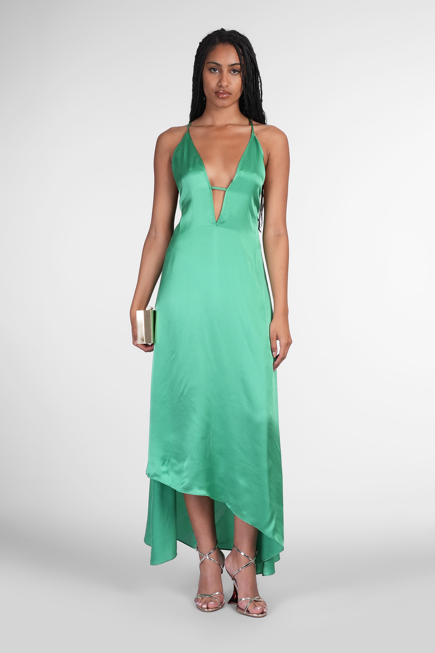Iro Caravela Dress Woman In Green Silk In Green