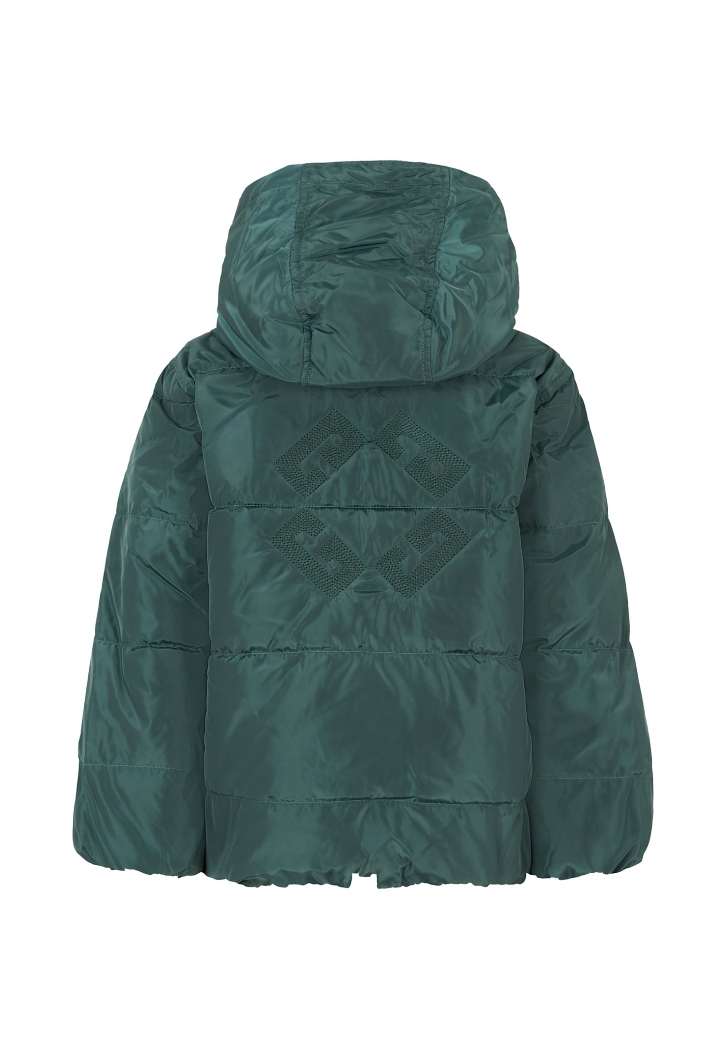 Givenchy Green Down Jacket For Kids With 4g Motif In Green