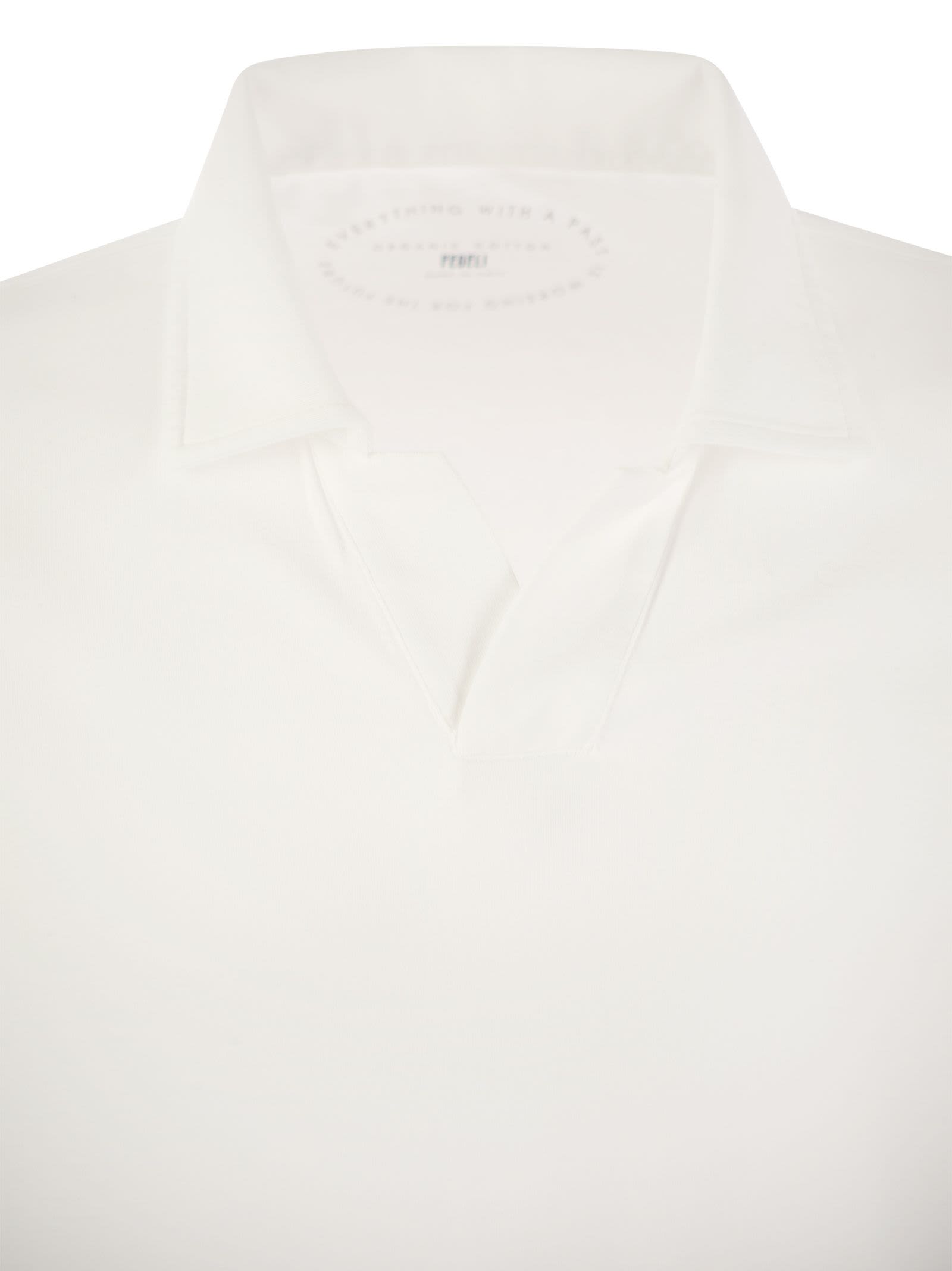 Shop Fedeli Cotton Polo Shirt With Open Collar In Bianco