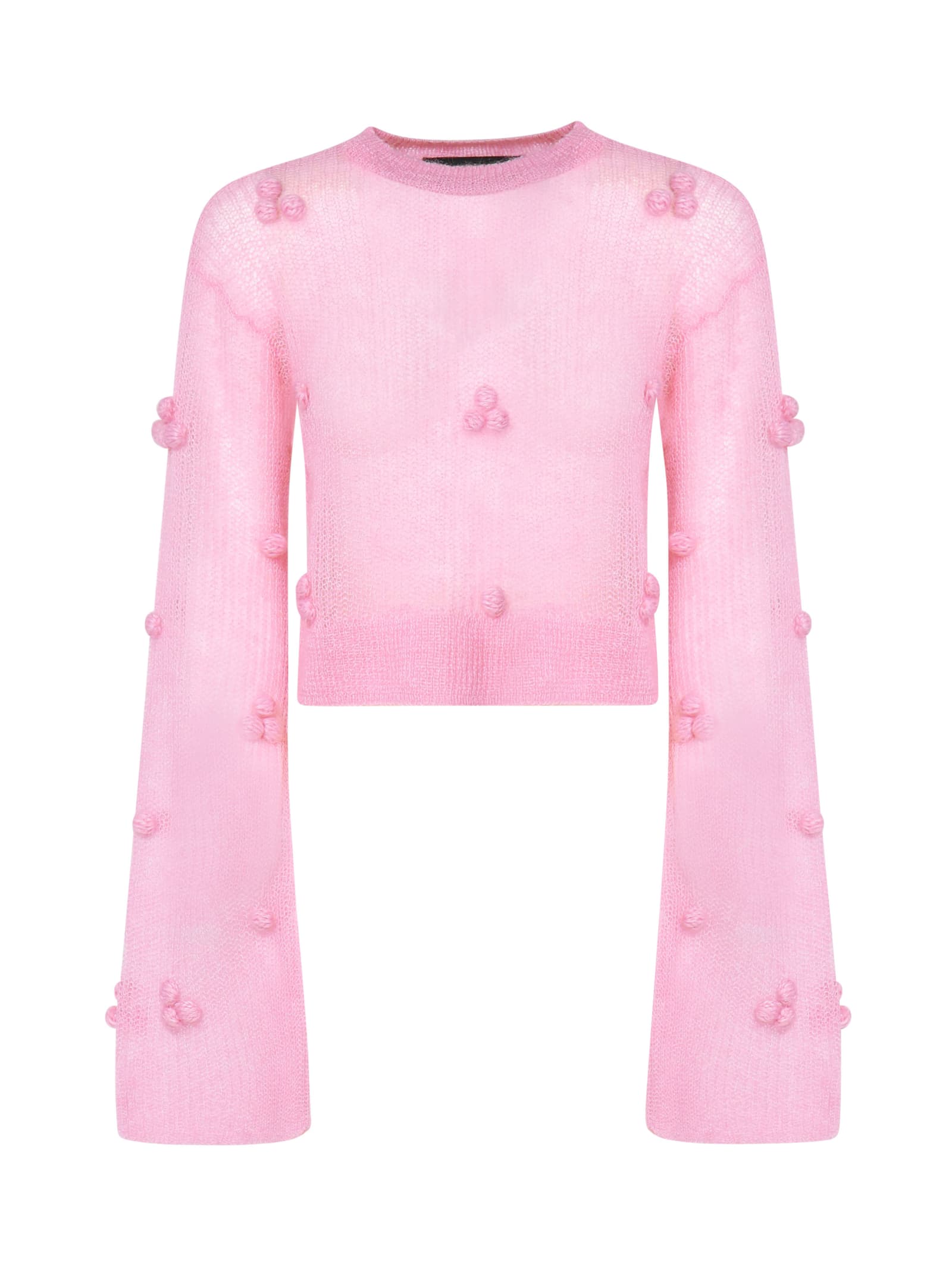 Shop Rotate Birger Christensen Maglioncino Corto Con Maniche Ampie In Prism Pink