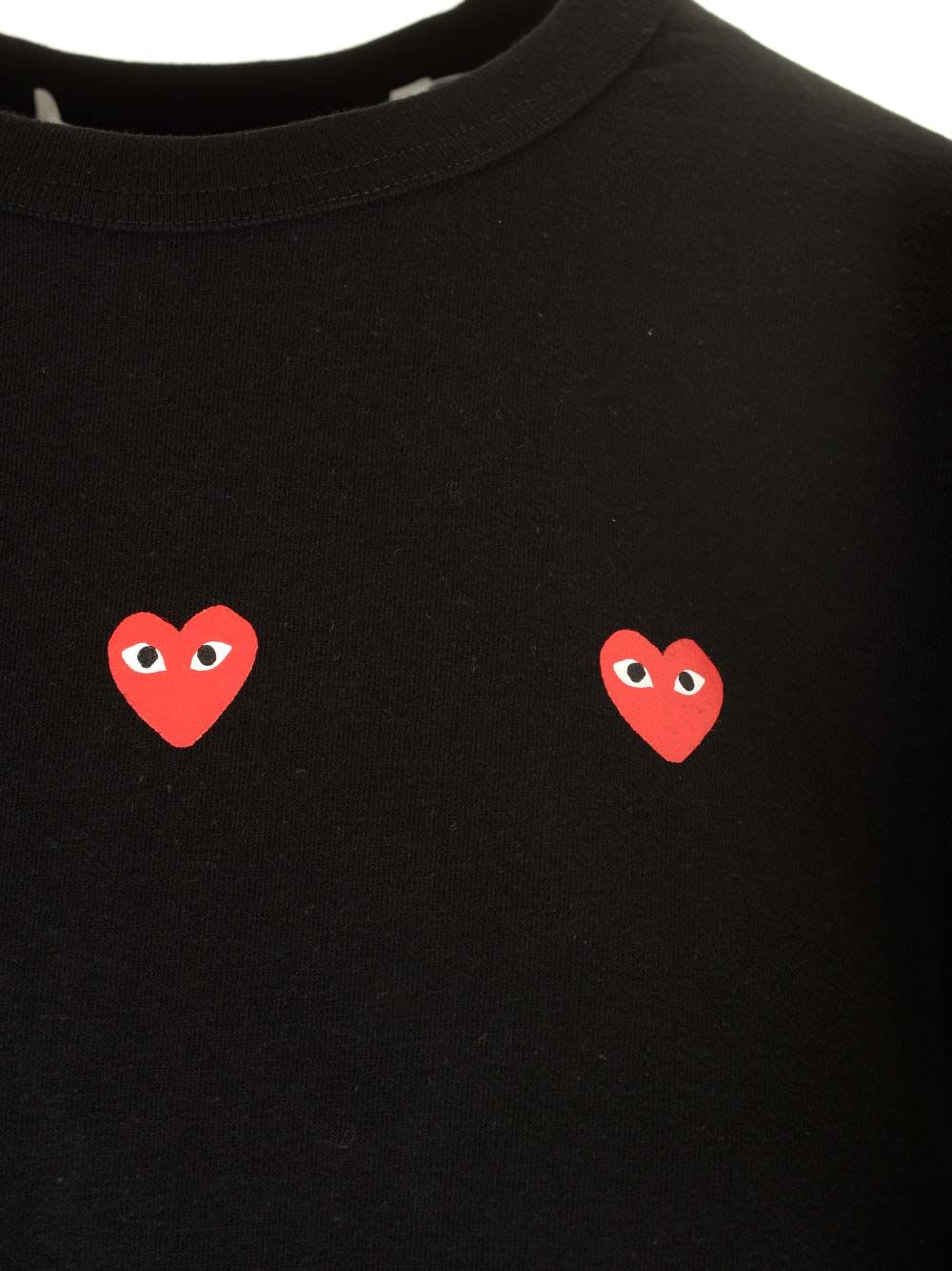 Shop Comme Des Garçons Play T-shirt With Red Hearts In Black