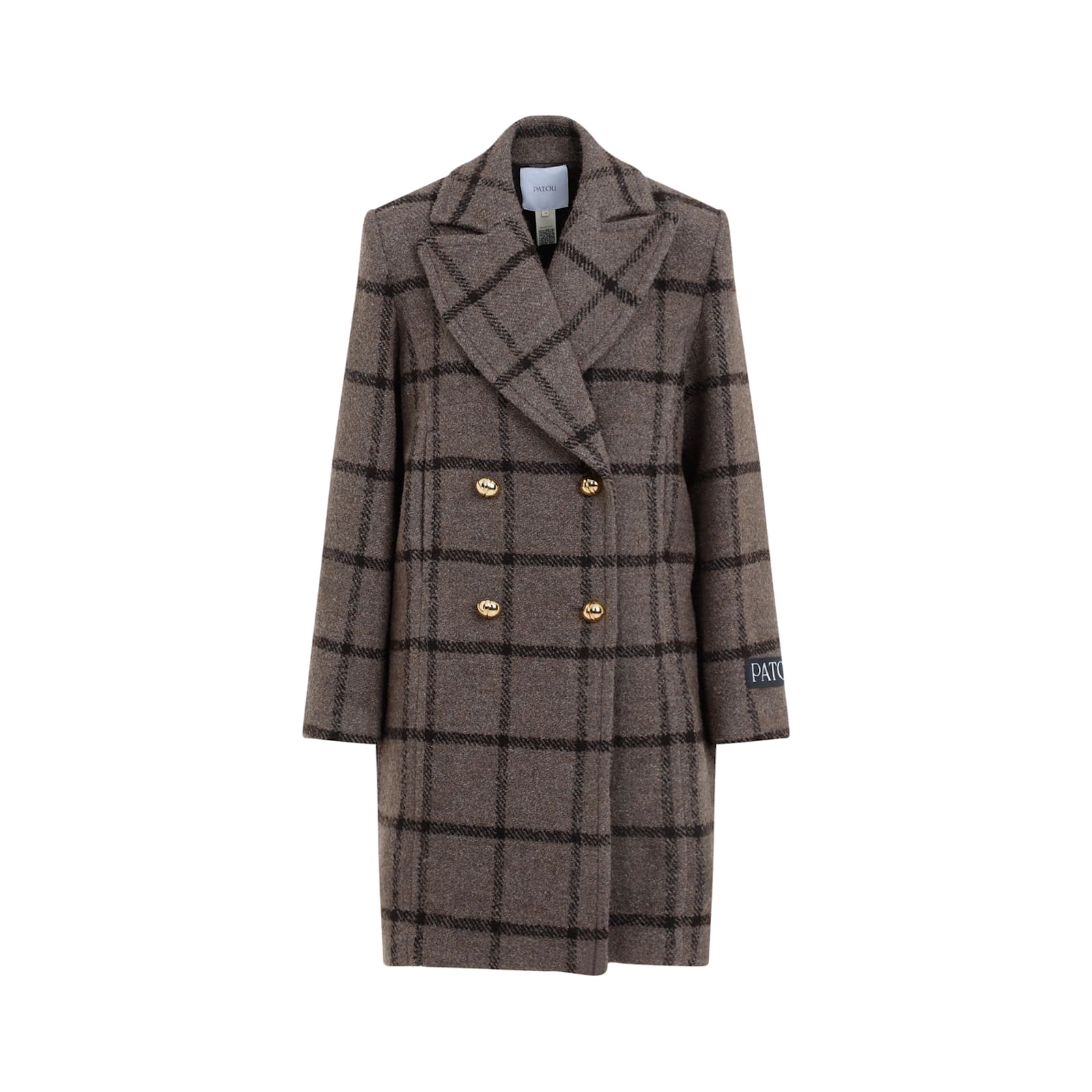 Shop Patou Soft Tailored Coat In Gray Checkerboard