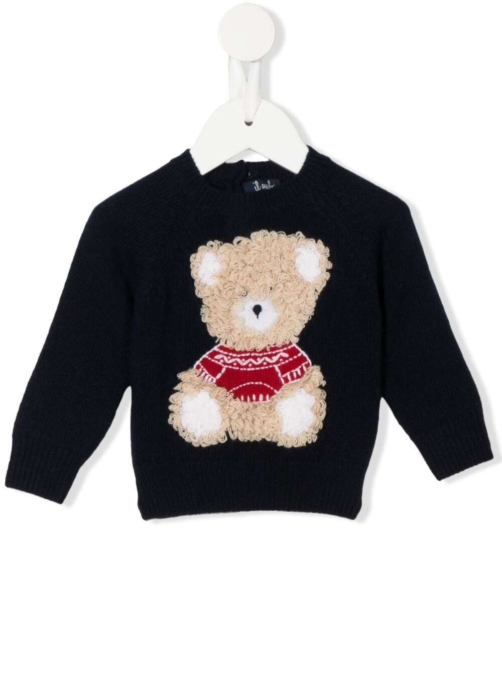 Black Wool Sweatshirt With Bear Print Il Gufo Kids