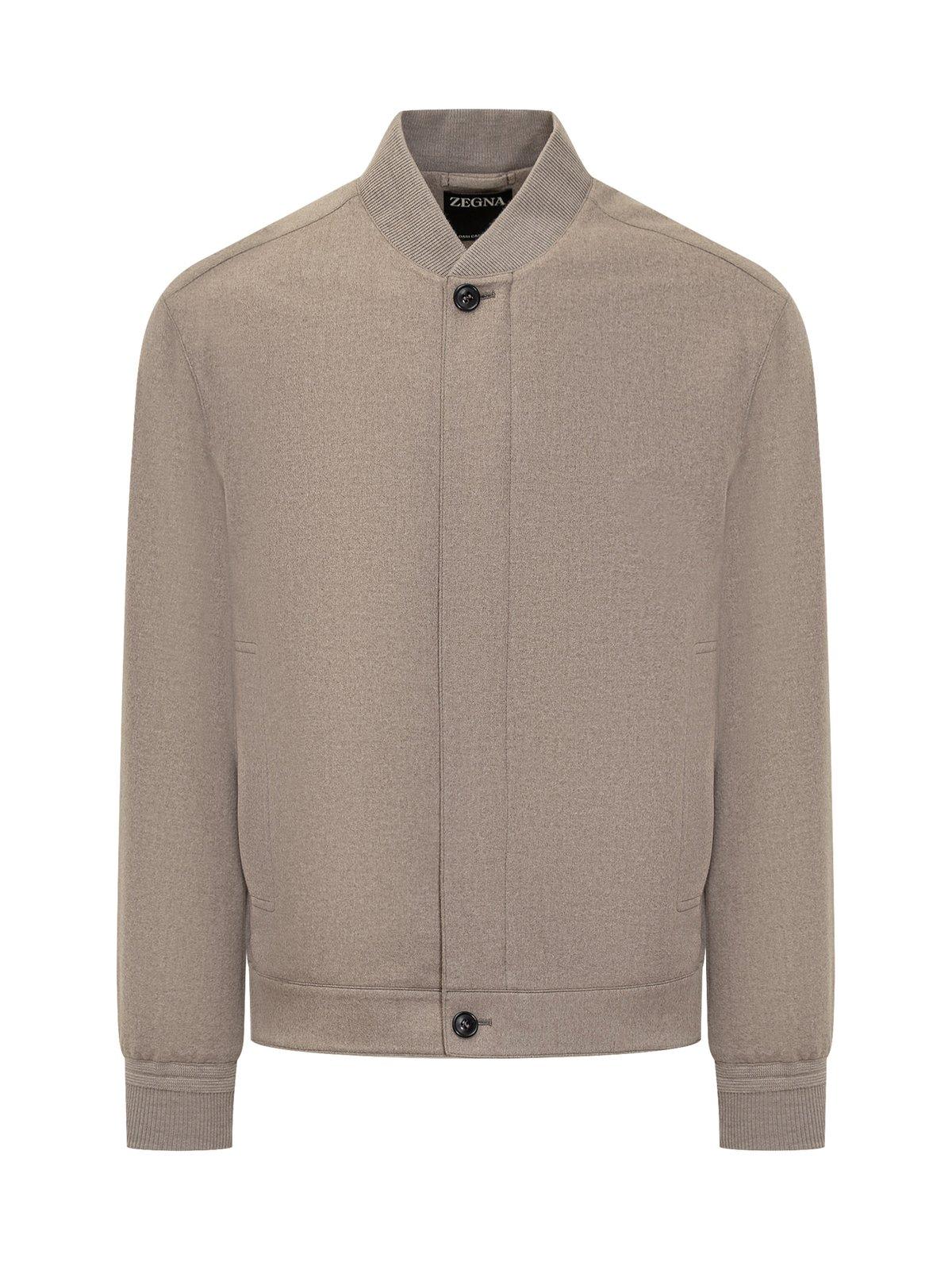 Shop Zegna Oasi Buttoned Long-sleeved Jacket In Beige