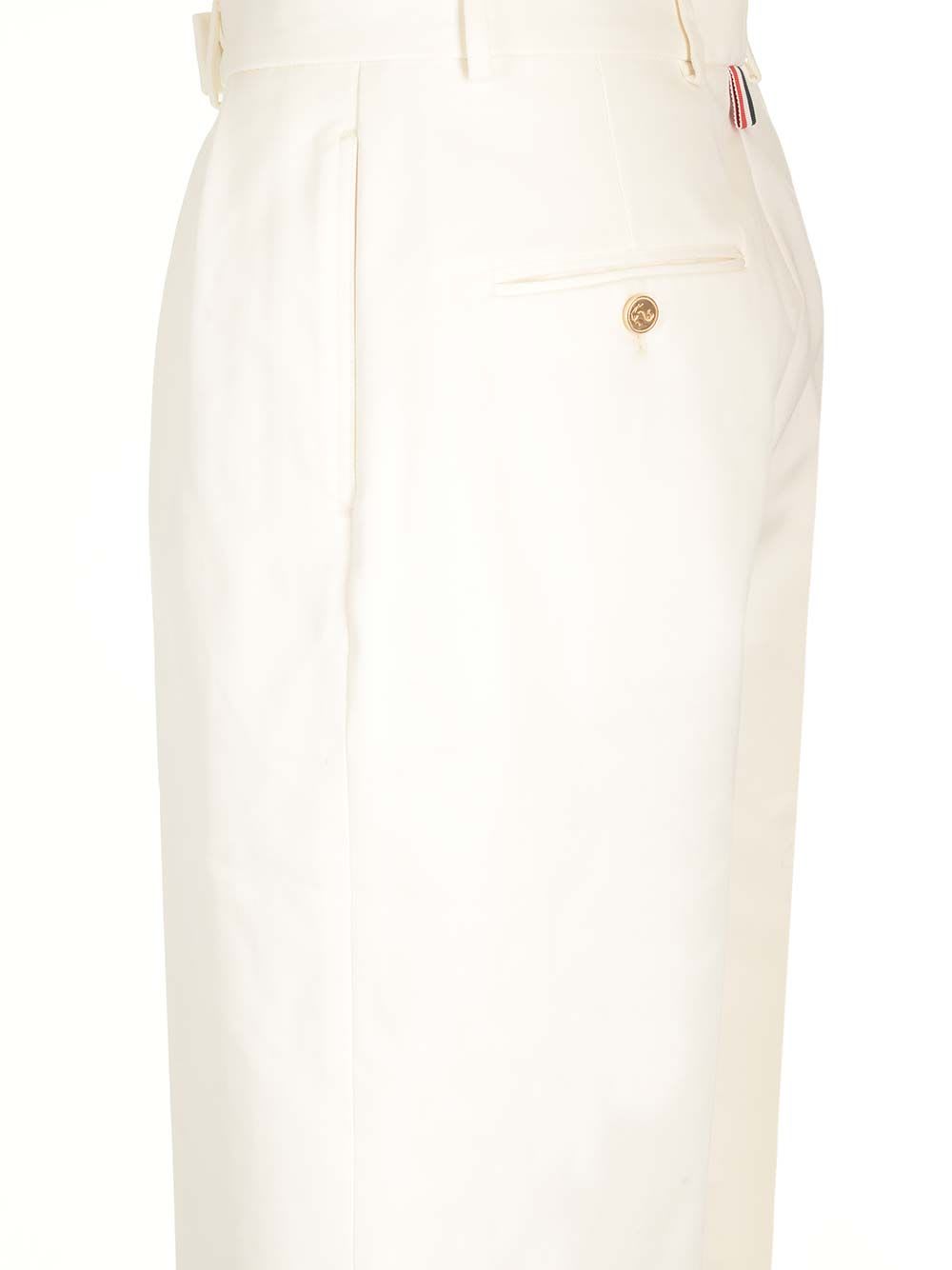 Shop Thom Browne Relaxed Fit Trousers In White