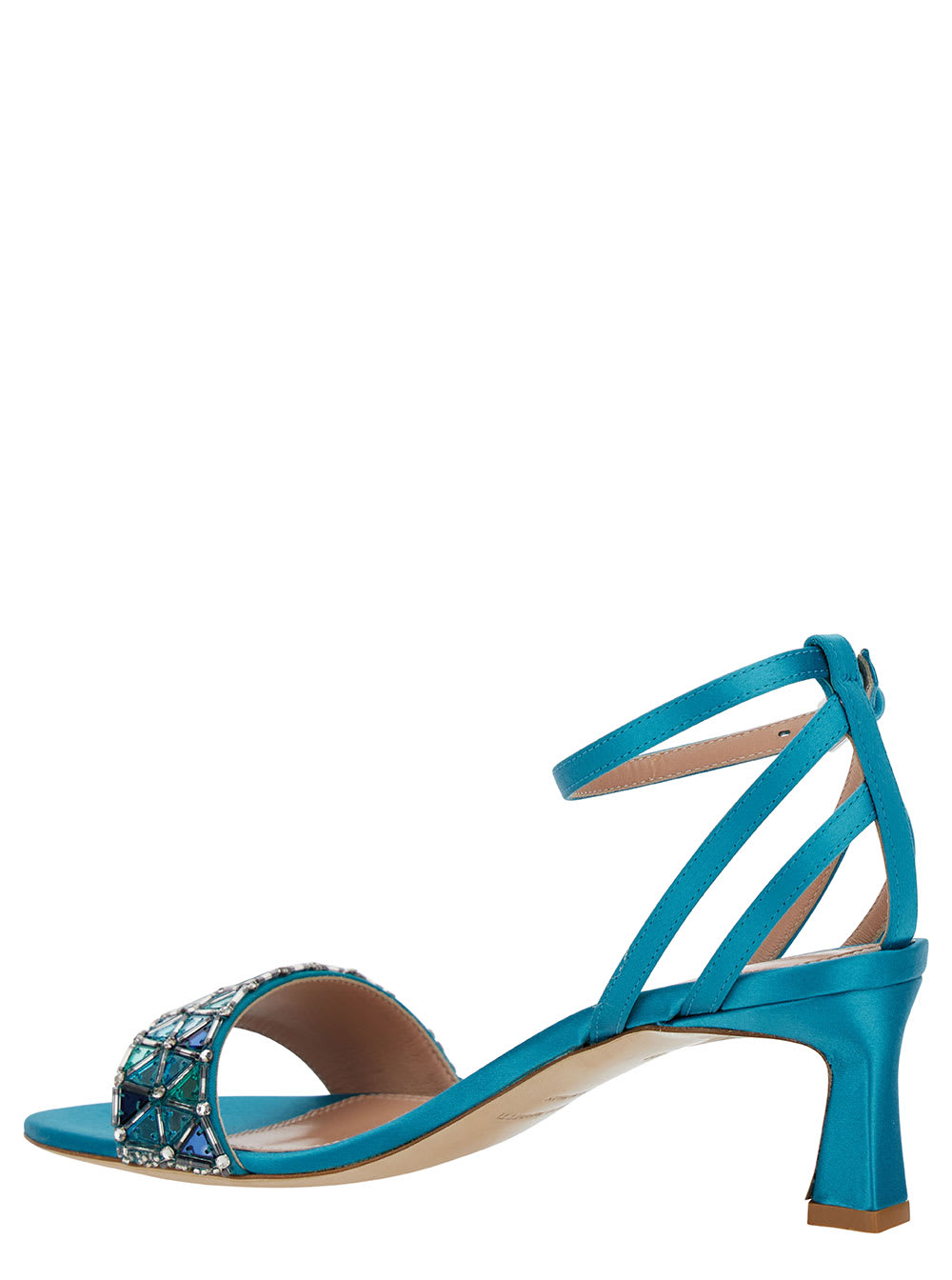 Shop Alberta Ferretti Light Blue Sandals With Mirror-like Details In Leather Woman