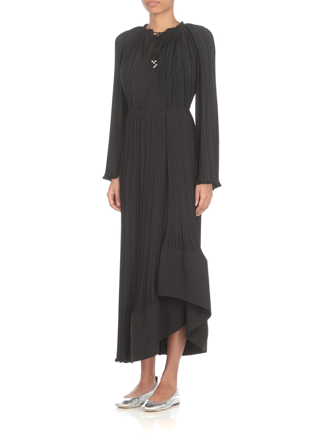 Shop Lanvin Pleated Skirt In Black