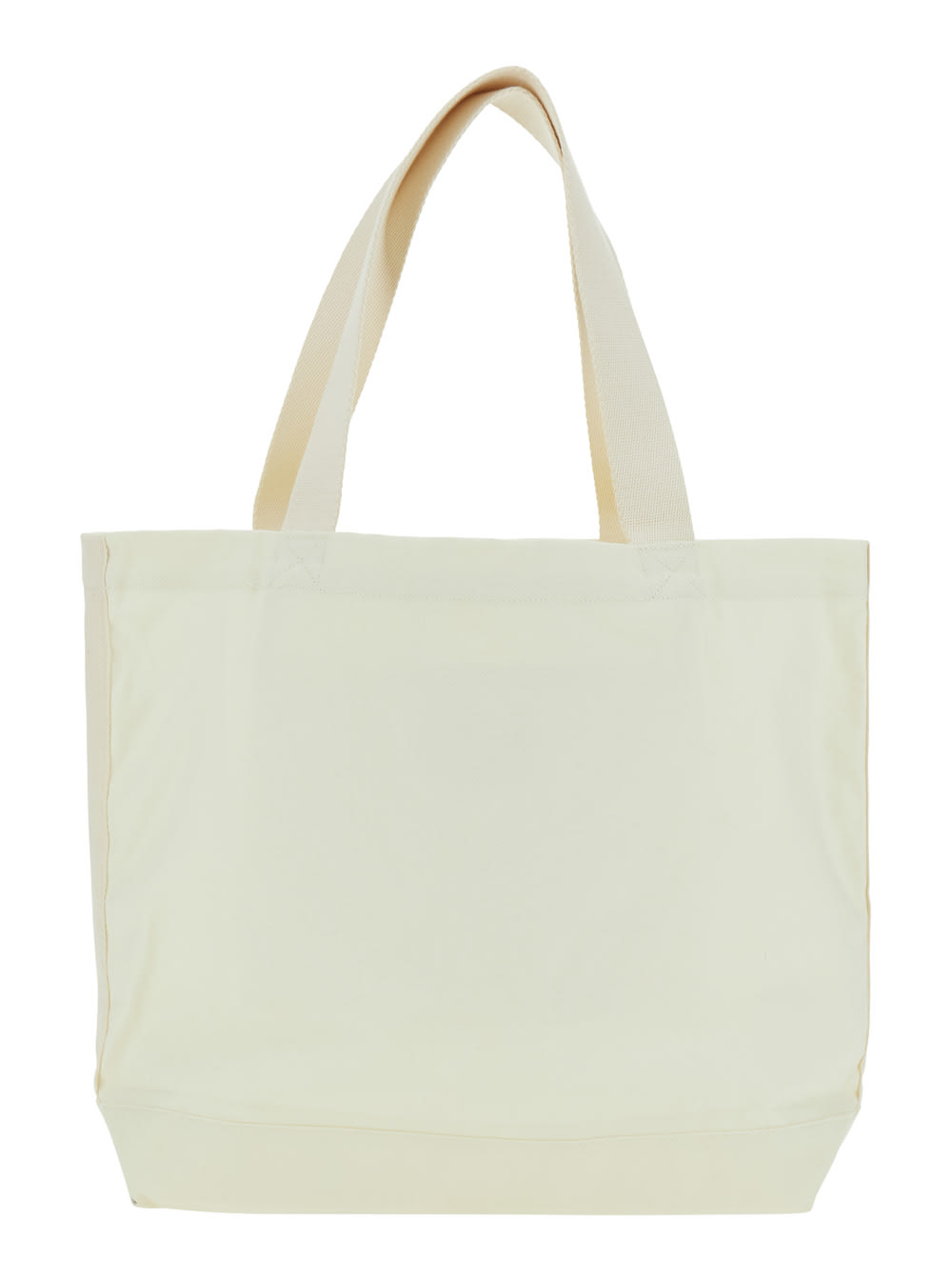 Shop Maison Kitsuné White Shopper With Maxi Logo Lettering On The Front In Cotton Man In Beige