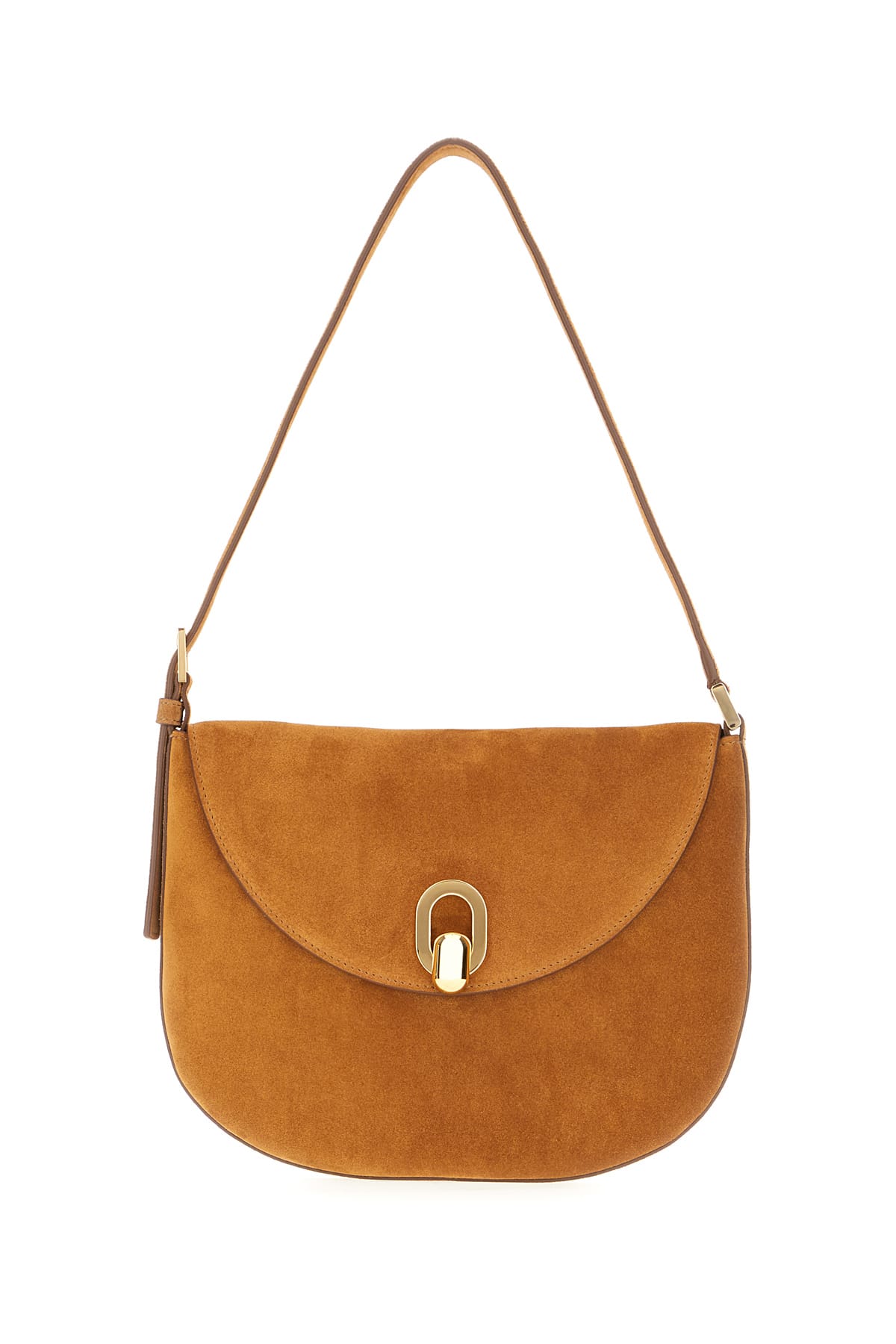 Savette Caramel Suede Brooklyn Shoulder Bag In Saddle