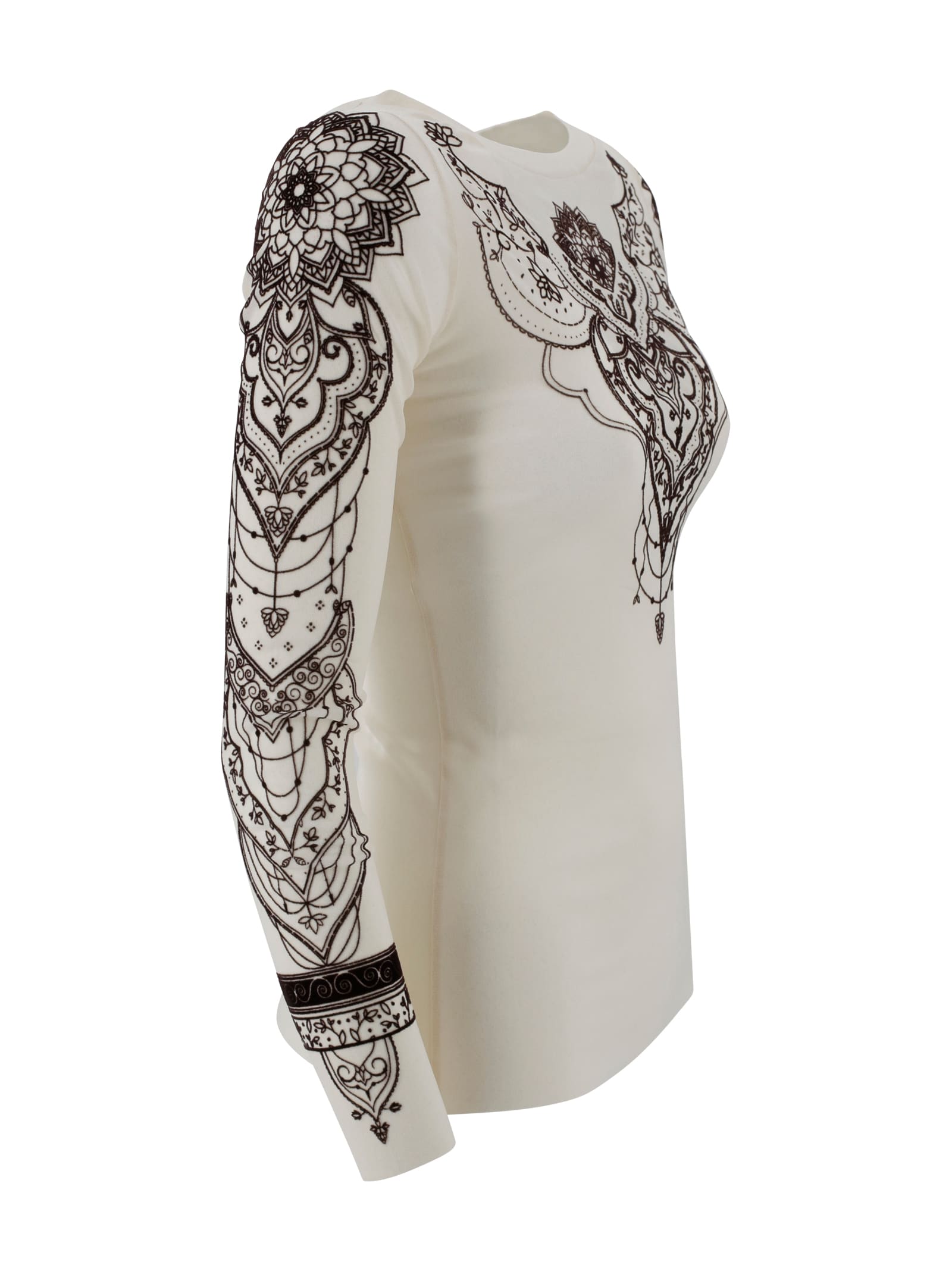 D Exterior Sweater With Embroidery In White