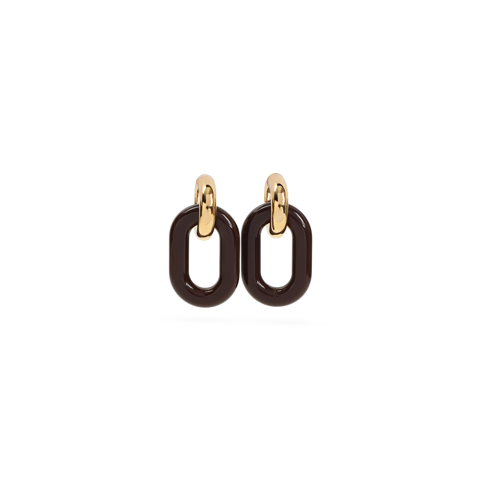 Marni Chunky Hoop Earrings Gold-tone Finish In Black