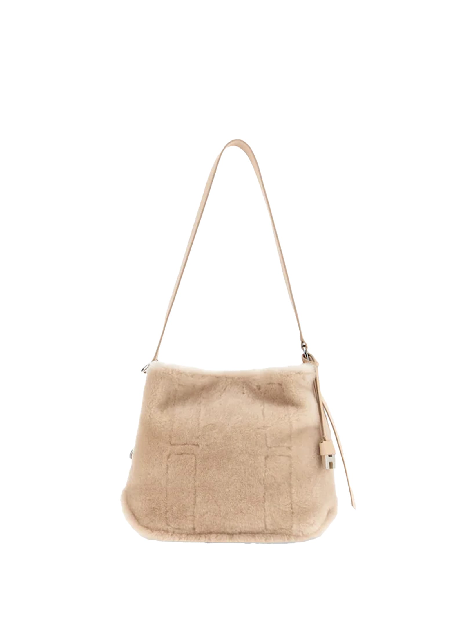 Hogan Hobo Bag In Shearling And Smooth Leather Inserts