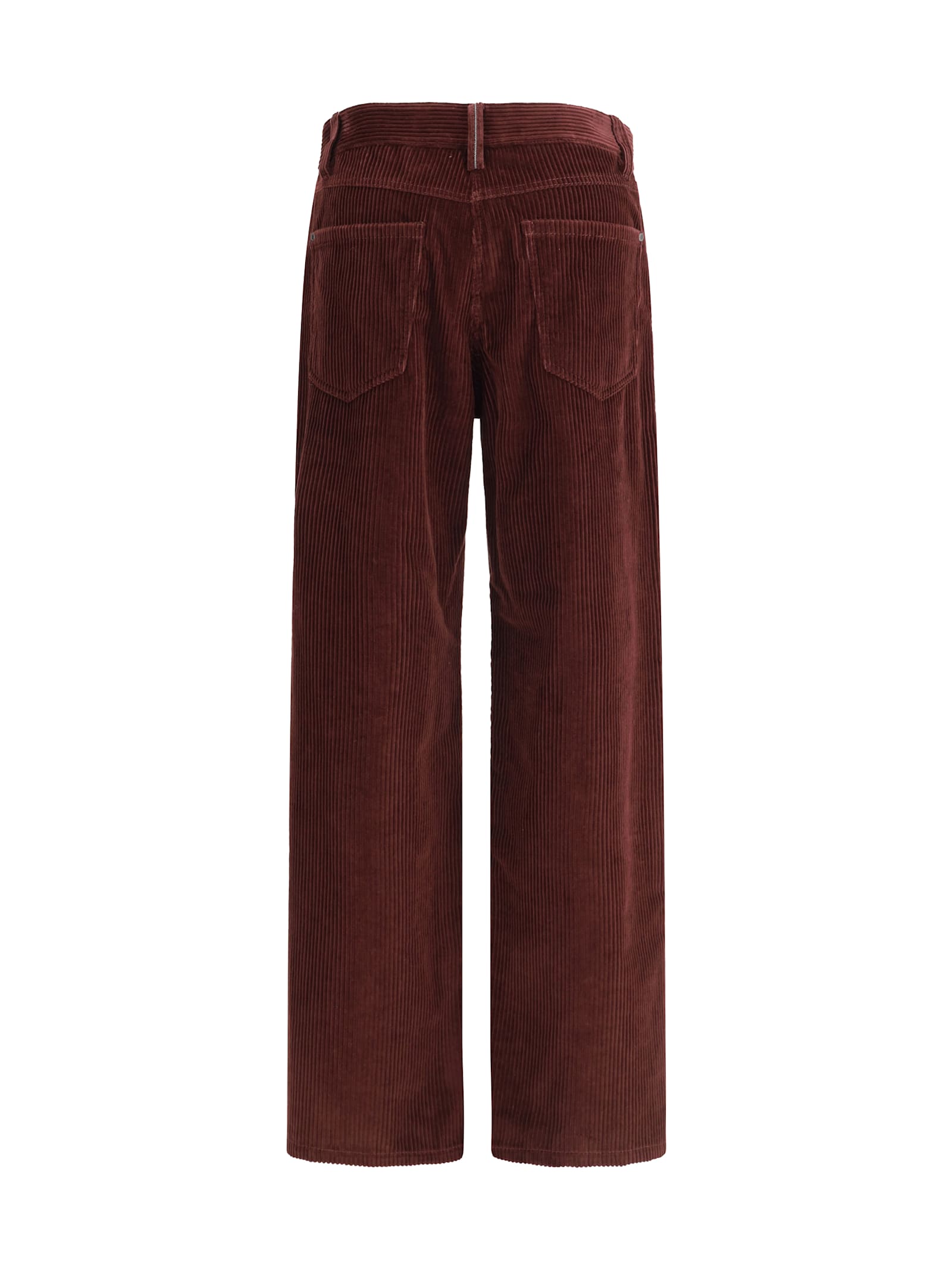 Brunello Cucinelli Wide-leg Bordeaux Velvet Trousers Women In Burgundy