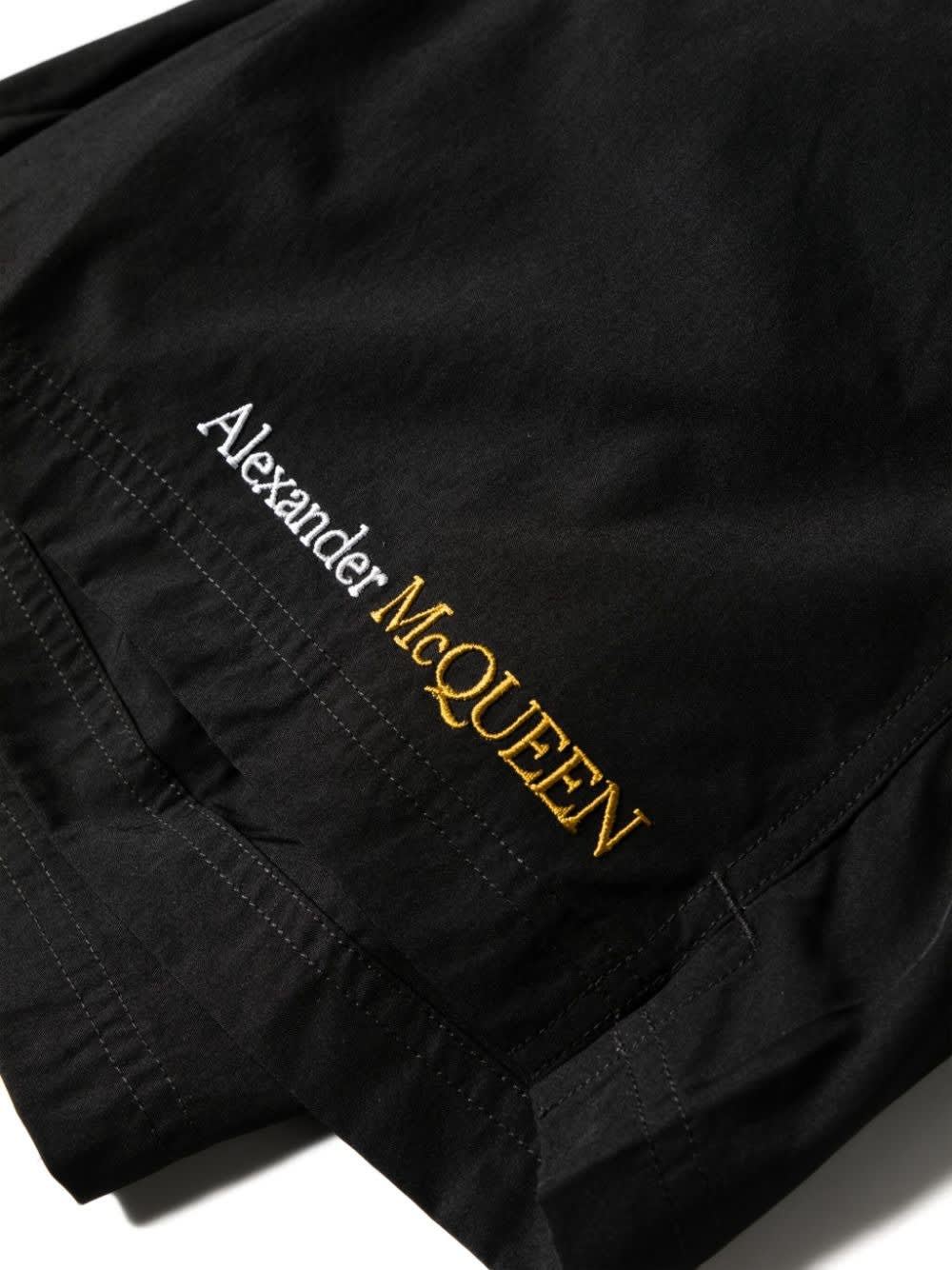 Shop Alexander Mcqueen Black Swimwear With Two-tone Logo