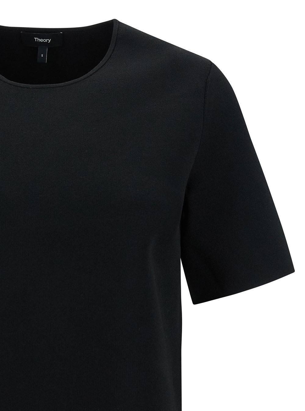 Shop Theory Black T-shirt With U Neckline In Viscose Blend Woman