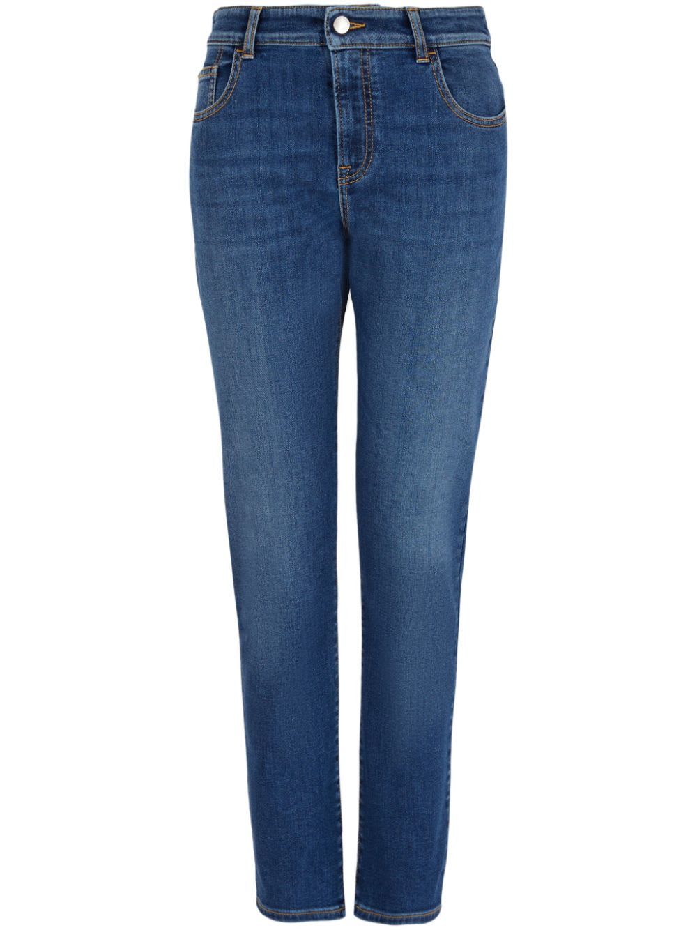 Shop Emporio Armani Straight Leg Jeans In Medium Denim Blue